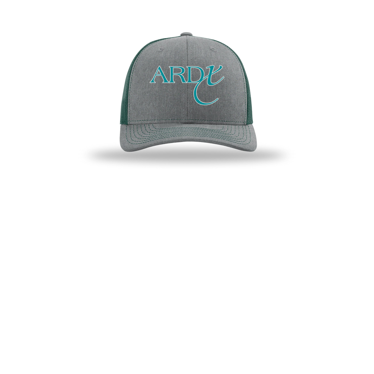ardx-richardson-trucker-cap-embroidery-capfront-R112-heathergreydarkgreen-flat-front