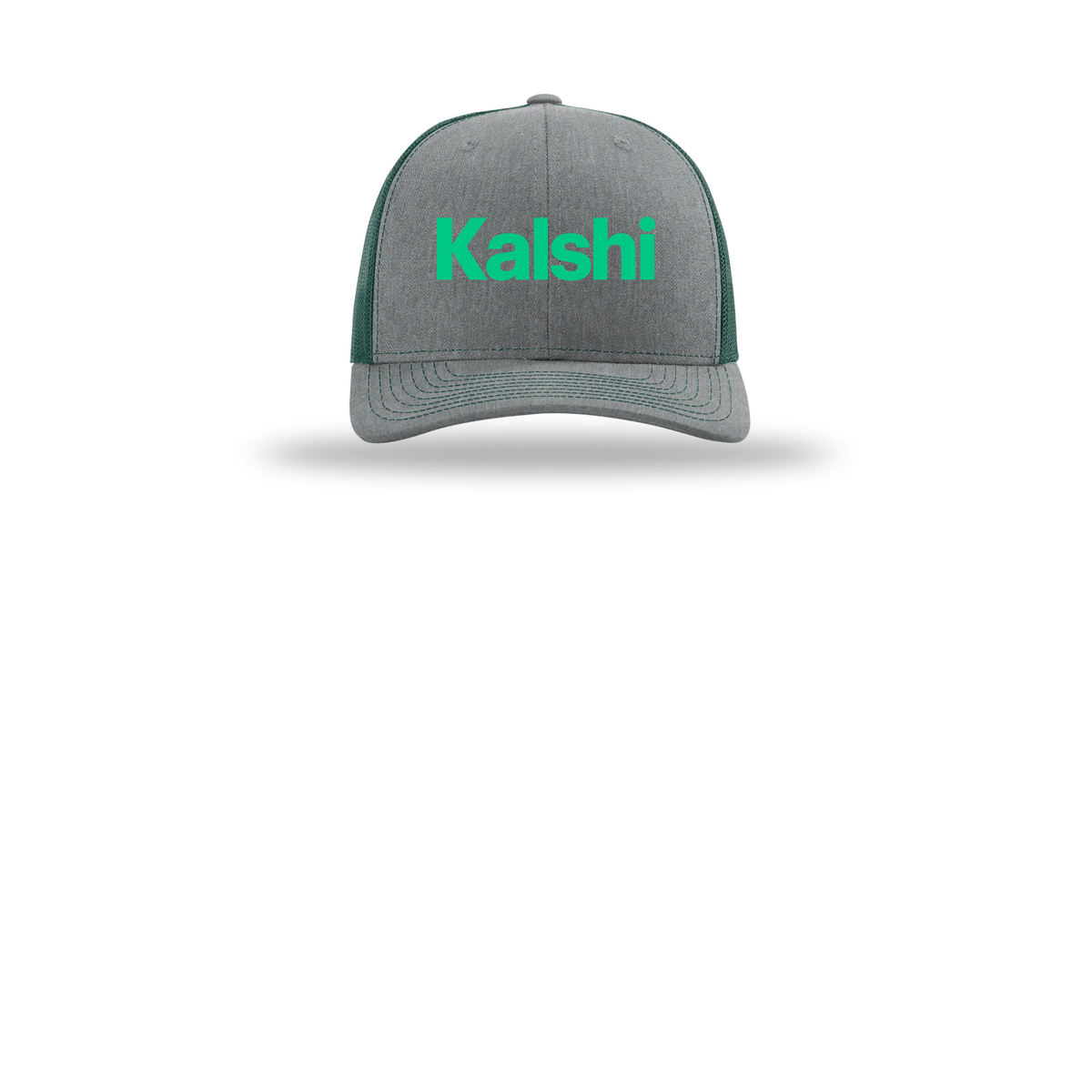 kalshi-richardson-trucker-cap-embroidery-capfront-R112-heathergreydarkgreen-flat-front