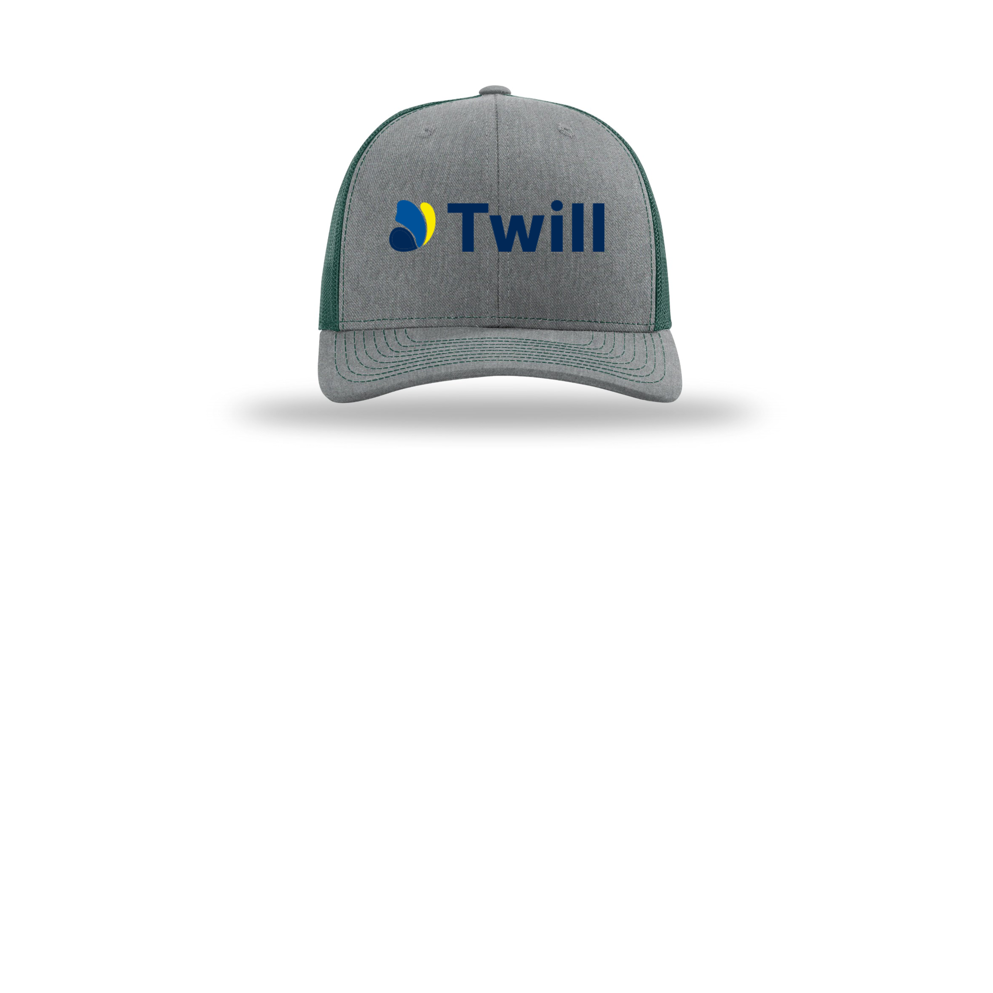 withtwill-richardson-trucker-cap-embroidery-capfront-R112-heathergreydarkgreen-flat-front
