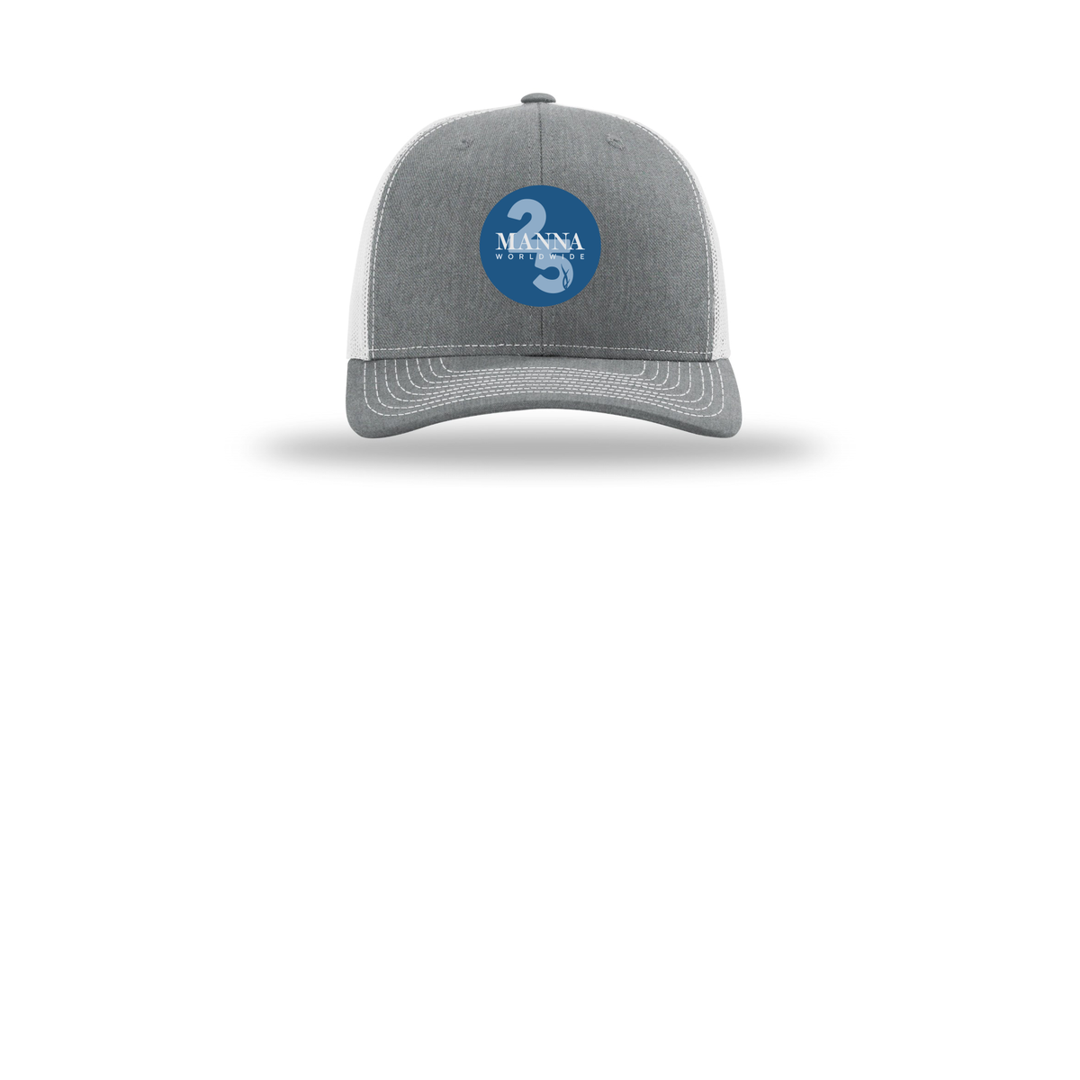 mannaworldwide-richardson-trucker-cap-embroidery-capfront-R112-heathergreylightgrey-flat-front