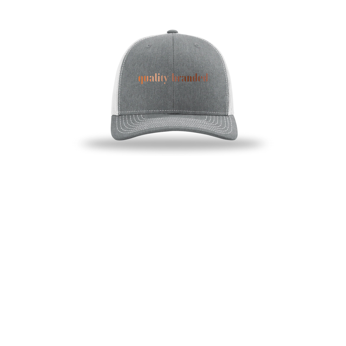qualitybranded-richardson-trucker-cap-embroidery-capfront-R112-heathergreylightgrey-flat-front