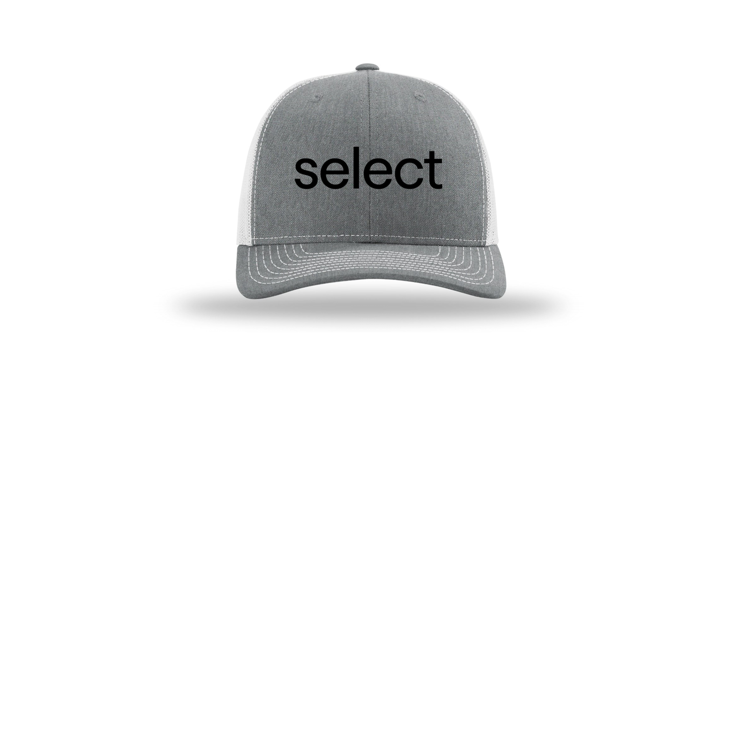 meetselect-richardson-trucker-cap-embroidery-capfront-R112-heathergreylightgrey-flat-front