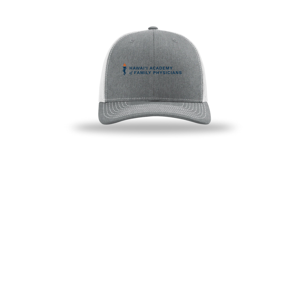 hafp-richardson-trucker-cap-embroidery-capfront-R112-heathergreylightgrey-flat-front