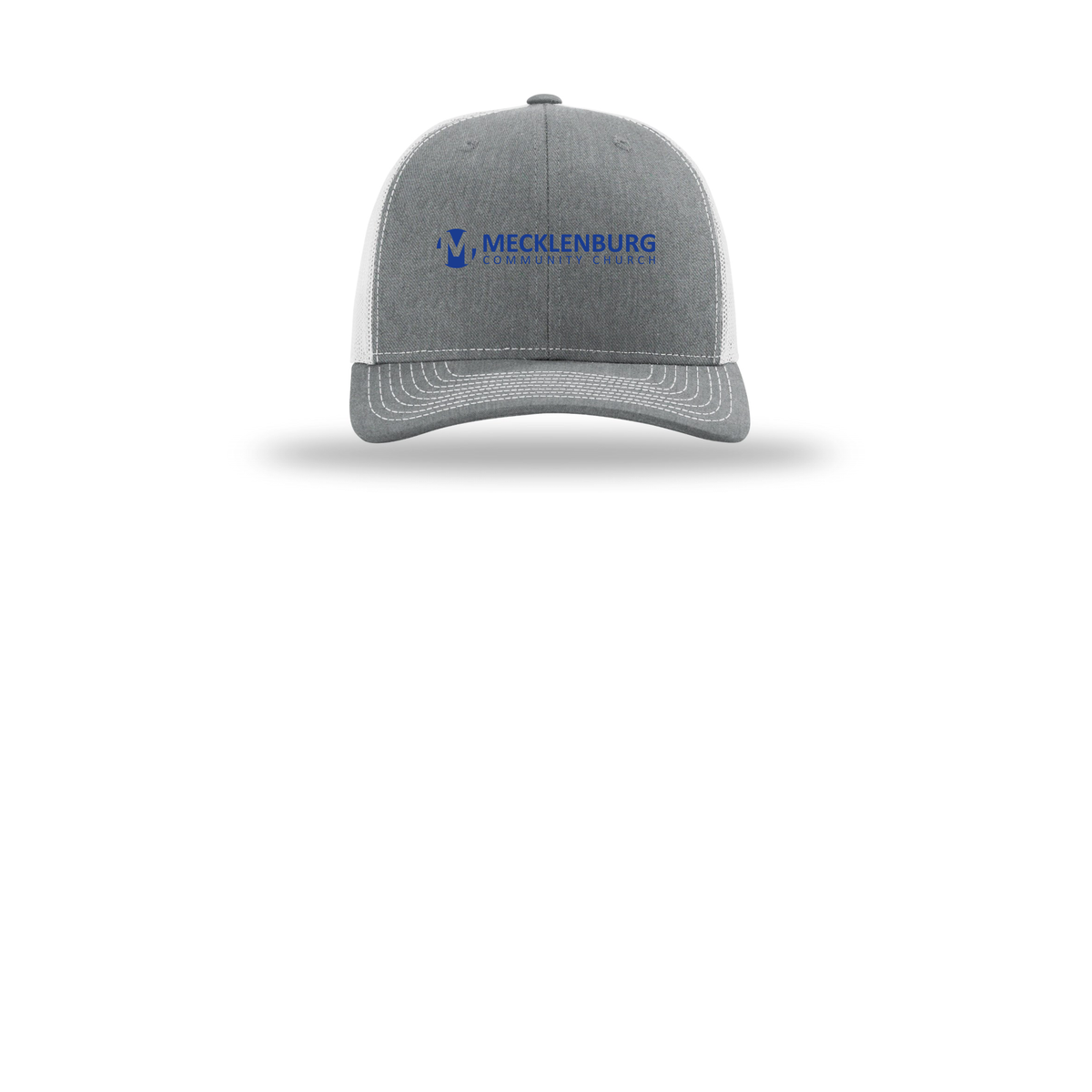 mecklenburg-richardson-trucker-cap-embroidery-capfront-R112-heathergreylightgrey-flat-front