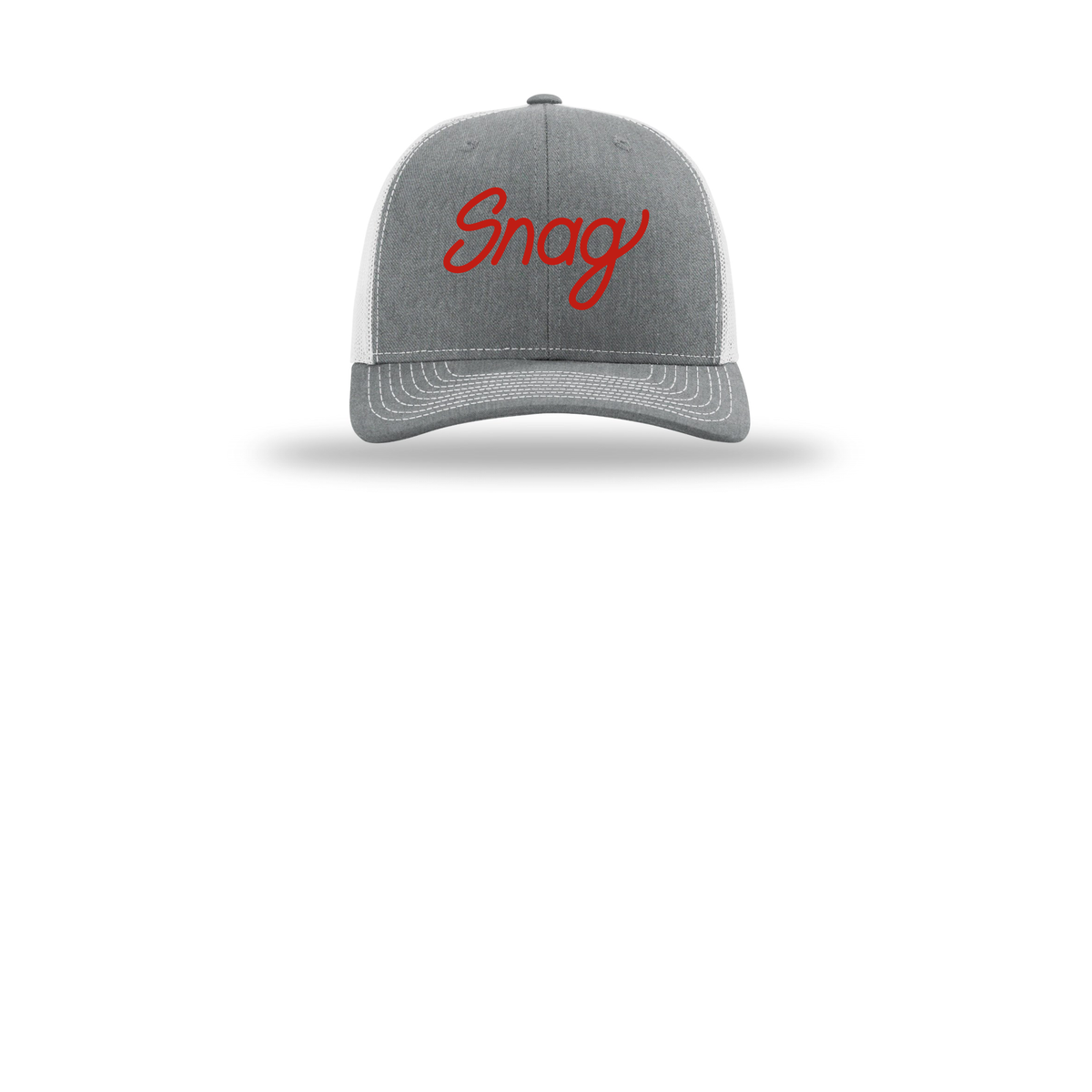 snagdelivery-richardson-trucker-cap-embroidery-capfront-R112-heathergreylightgrey-flat-front