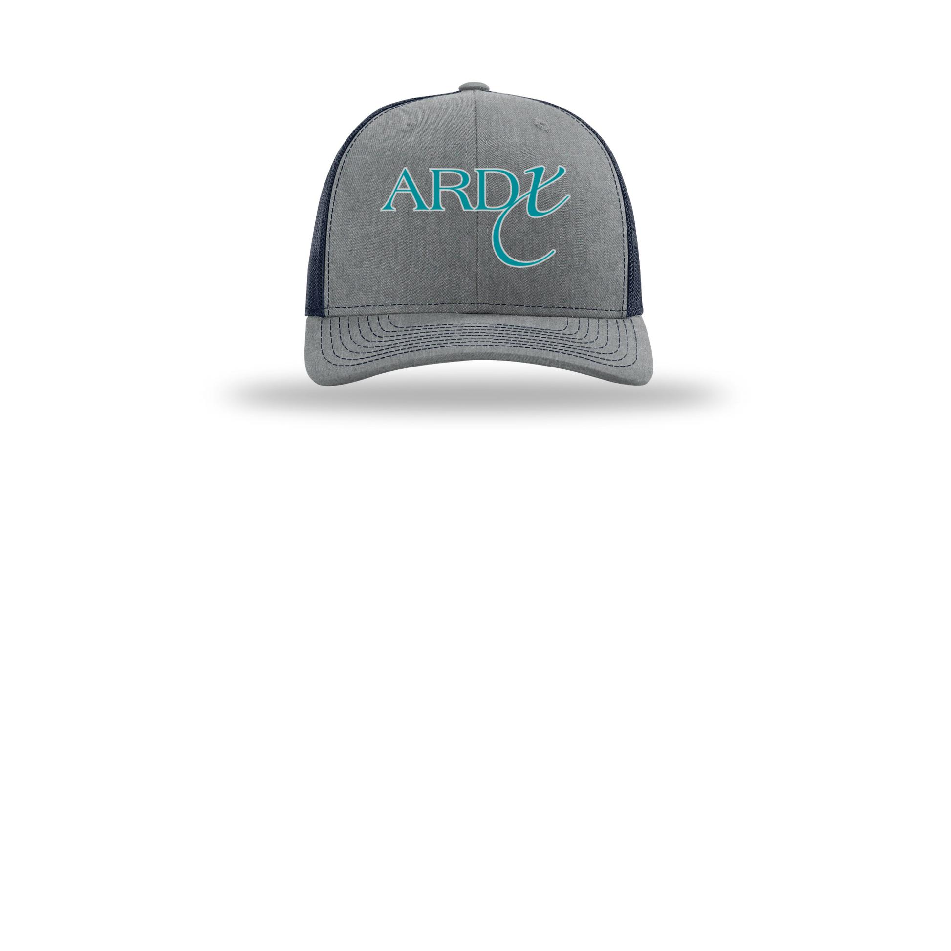 ardx-richardson-trucker-cap-embroidery-capfront-R112-heathergreynavy-flat-front