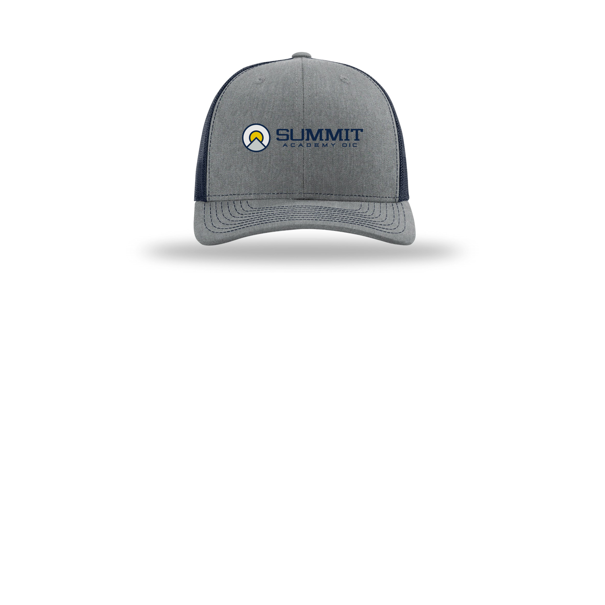 saoic-richardson-trucker-cap-embroidery-capfront-R112-heathergreynavy-flat-front