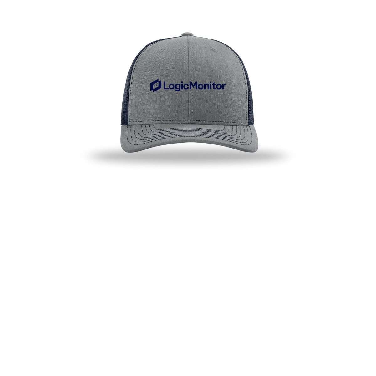 logicmonitor-richardson-trucker-cap-embroidery-capfront-R112-heathergreynavy-flat-front