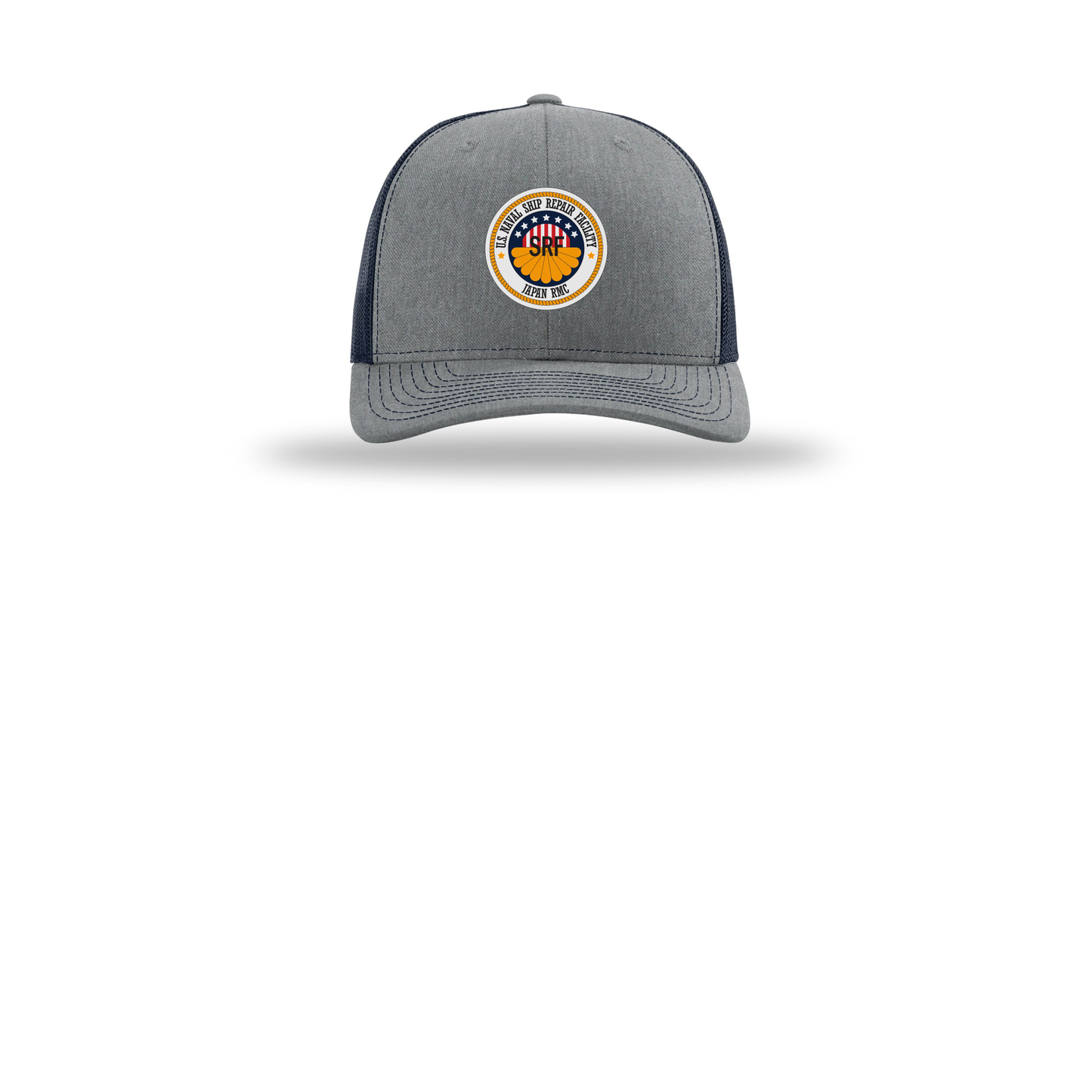 srf-jrmc-richardson-trucker-cap-embroidery-capfront-R112-heathergreynavy-flat-front