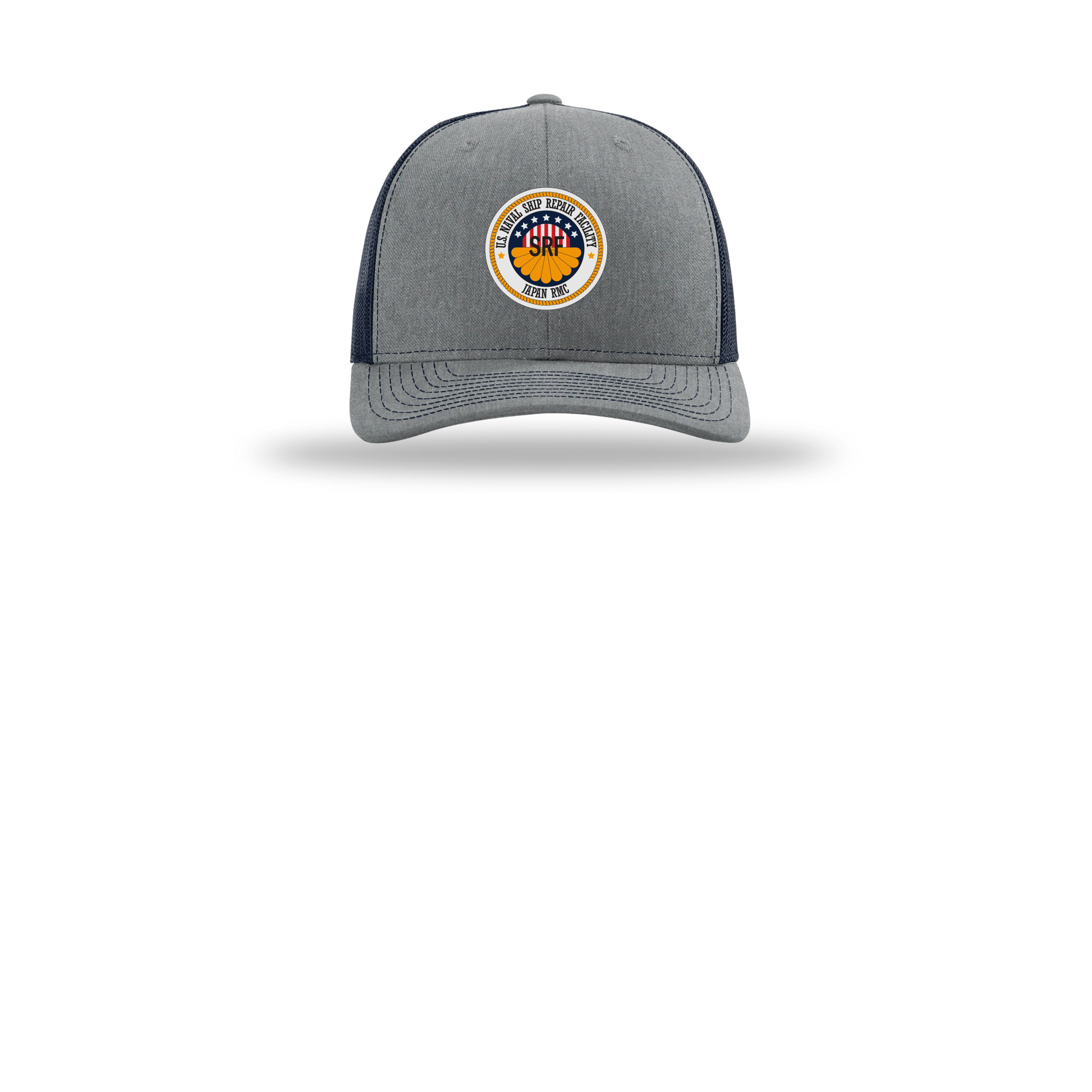 srf-jrmc-richardson-trucker-cap-embroidery-capfront-R112-heathergreynavy-flat-front