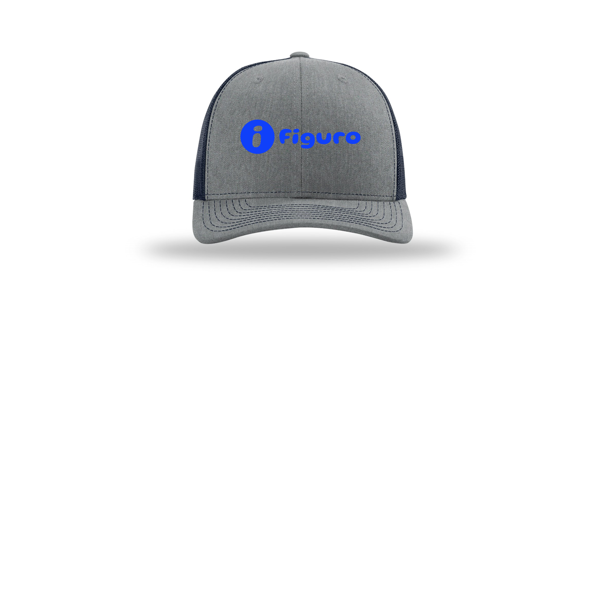 getfiguro-richardson-trucker-cap-embroidery-capfront-R112-heathergreynavy-flat-front