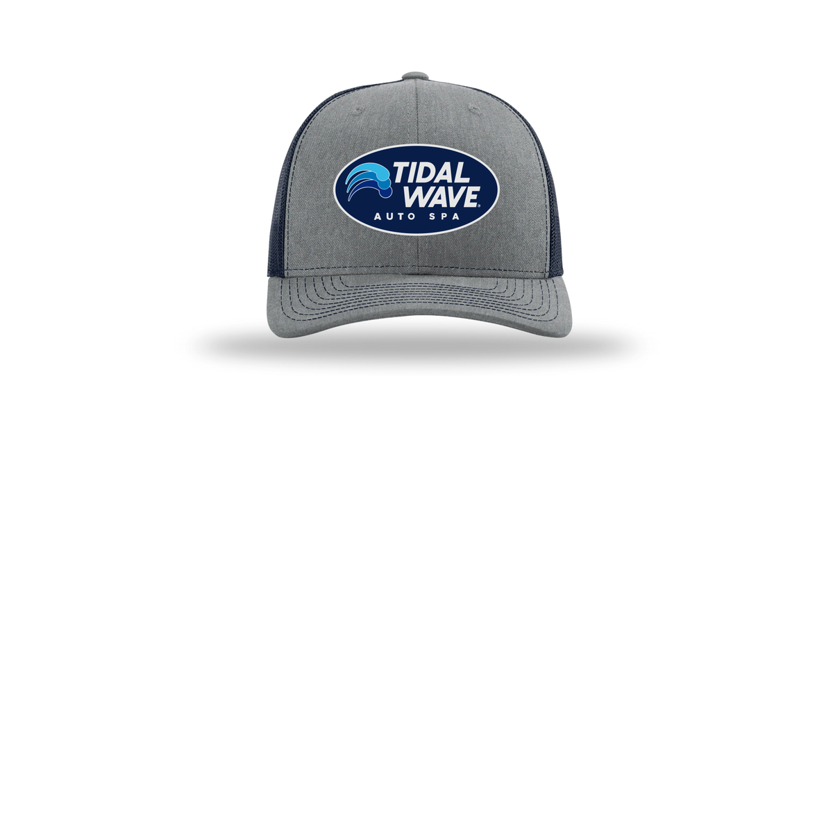 tidalwaveautospa-richardson-trucker-cap-embroidery-capfront-R112-heathergreynavy-flat-front