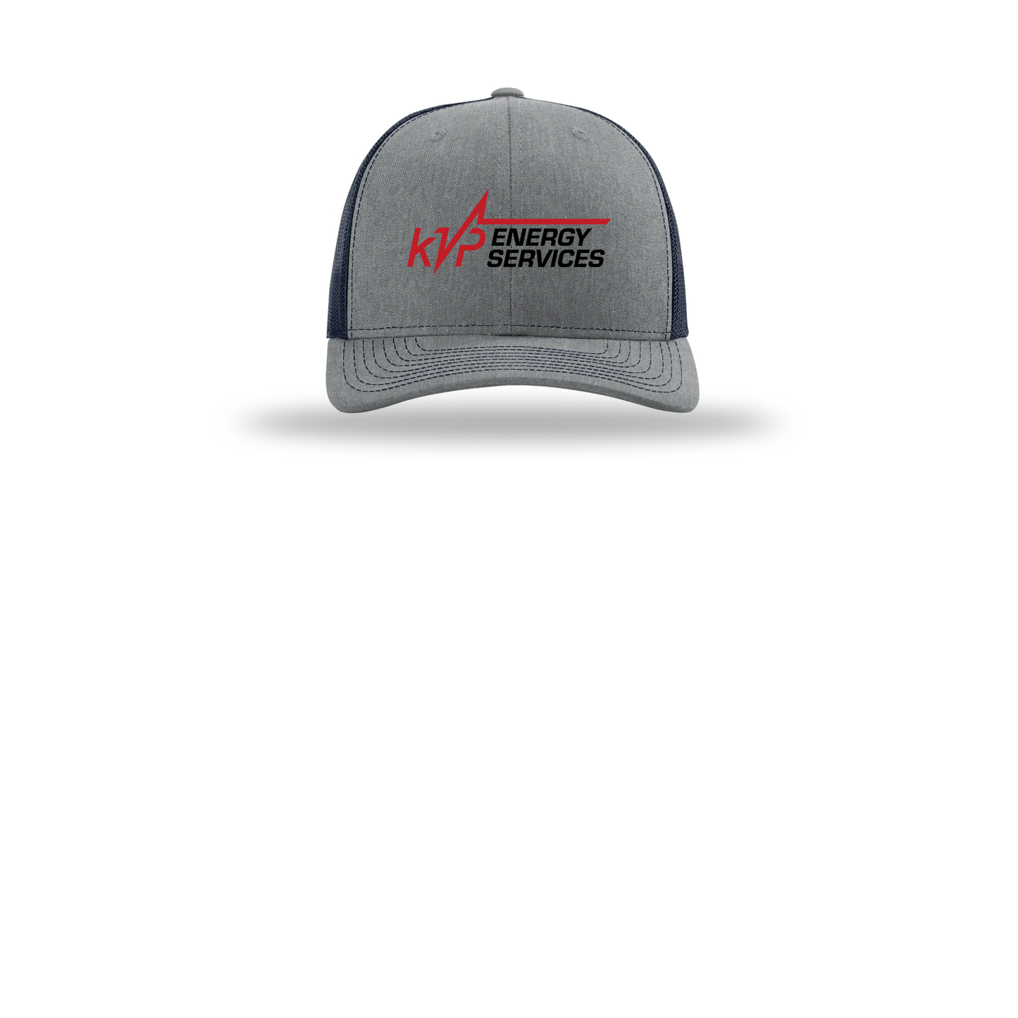kvpenergy-richardson-trucker-cap-embroidery-capfront-R112-heathergreynavy-flat-front