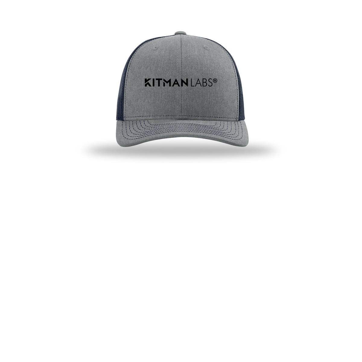 kitmanlabs-richardson-trucker-cap-embroidery-capfront-R112-heathergreynavy-flat-front