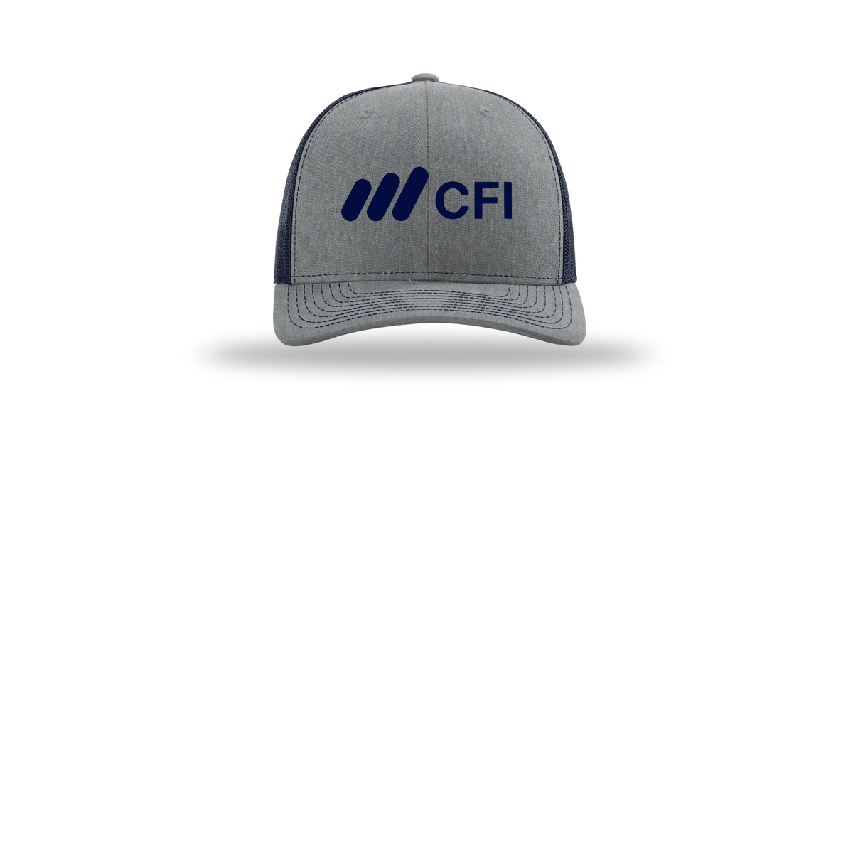 corporatefinanceinstitute-richardson-trucker-cap-embroidery-capfront-R112-heathergreynavy-flat-front