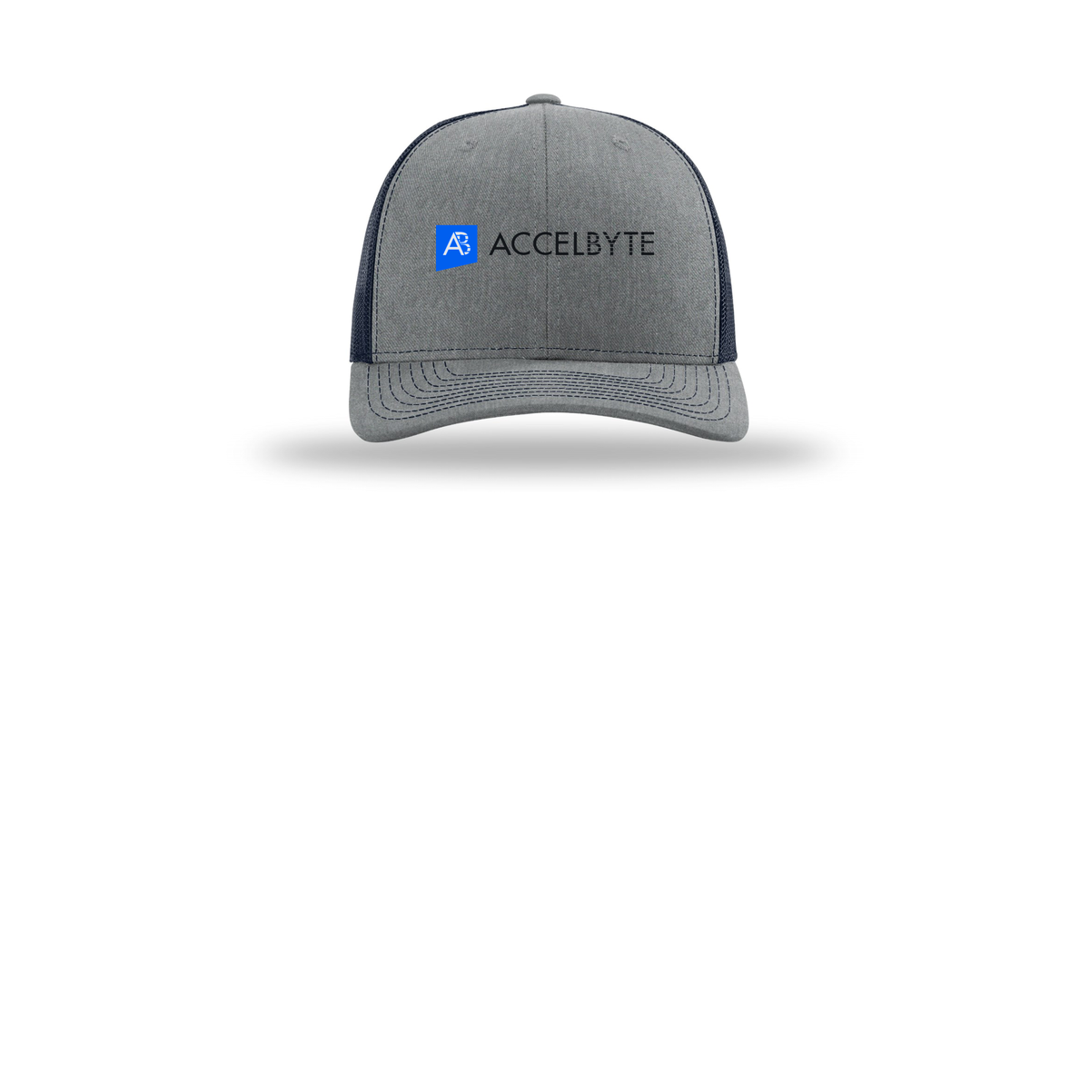 accelbyte-richardson-trucker-cap-embroidery-capfront-R112-heathergreynavy-flat-front