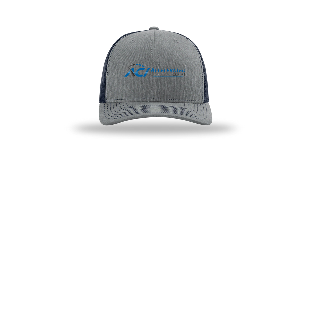accelclaims-richardson-trucker-cap-embroidery-capfront-R112-heathergreynavy-flat-front