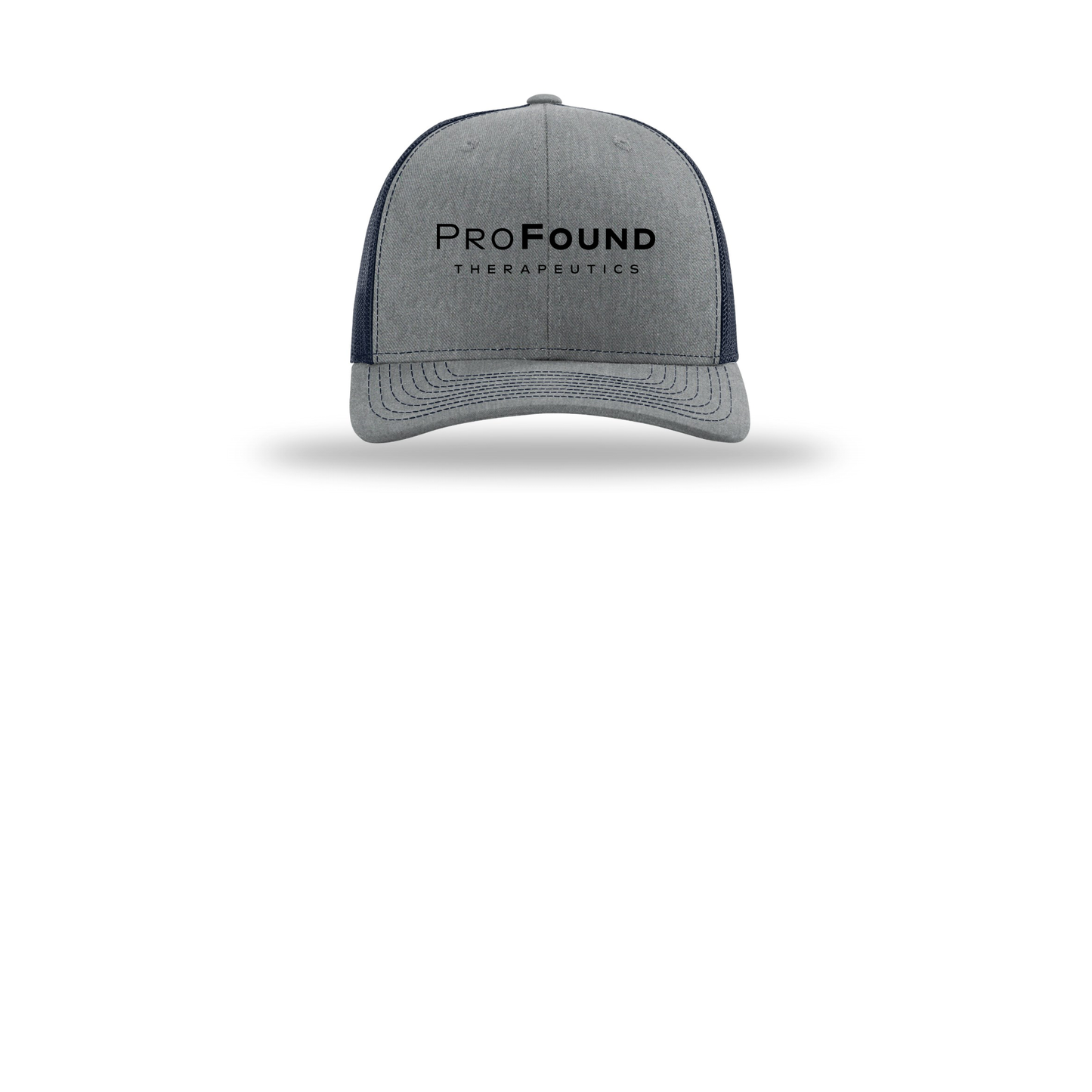 profoundtx-richardson-trucker-cap-embroidery-capfront-R112-heathergreynavy-flat-front