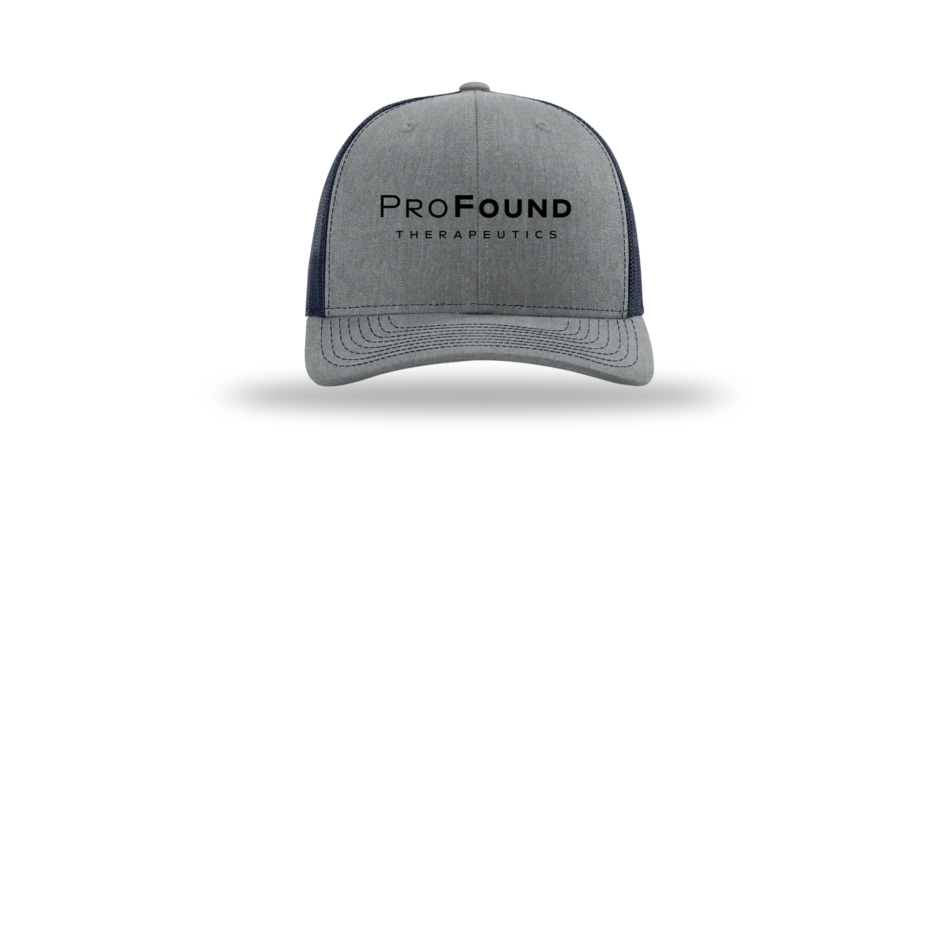 profoundtx-richardson-trucker-cap-embroidery-capfront-R112-heathergreynavy-flat-front