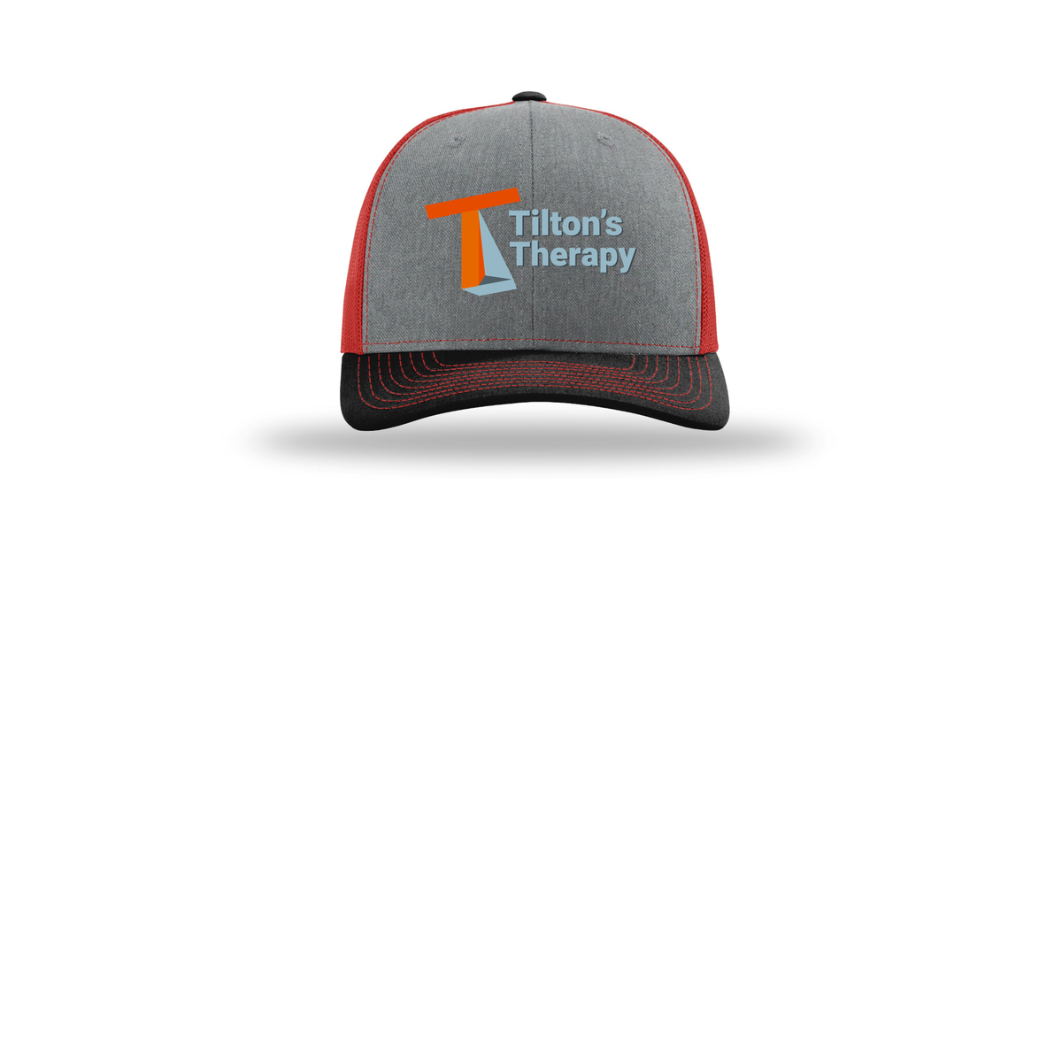 tiltonstherapy-richardson-trucker-cap-embroidery-capfront-R112-heathergreyredblack-flat-front