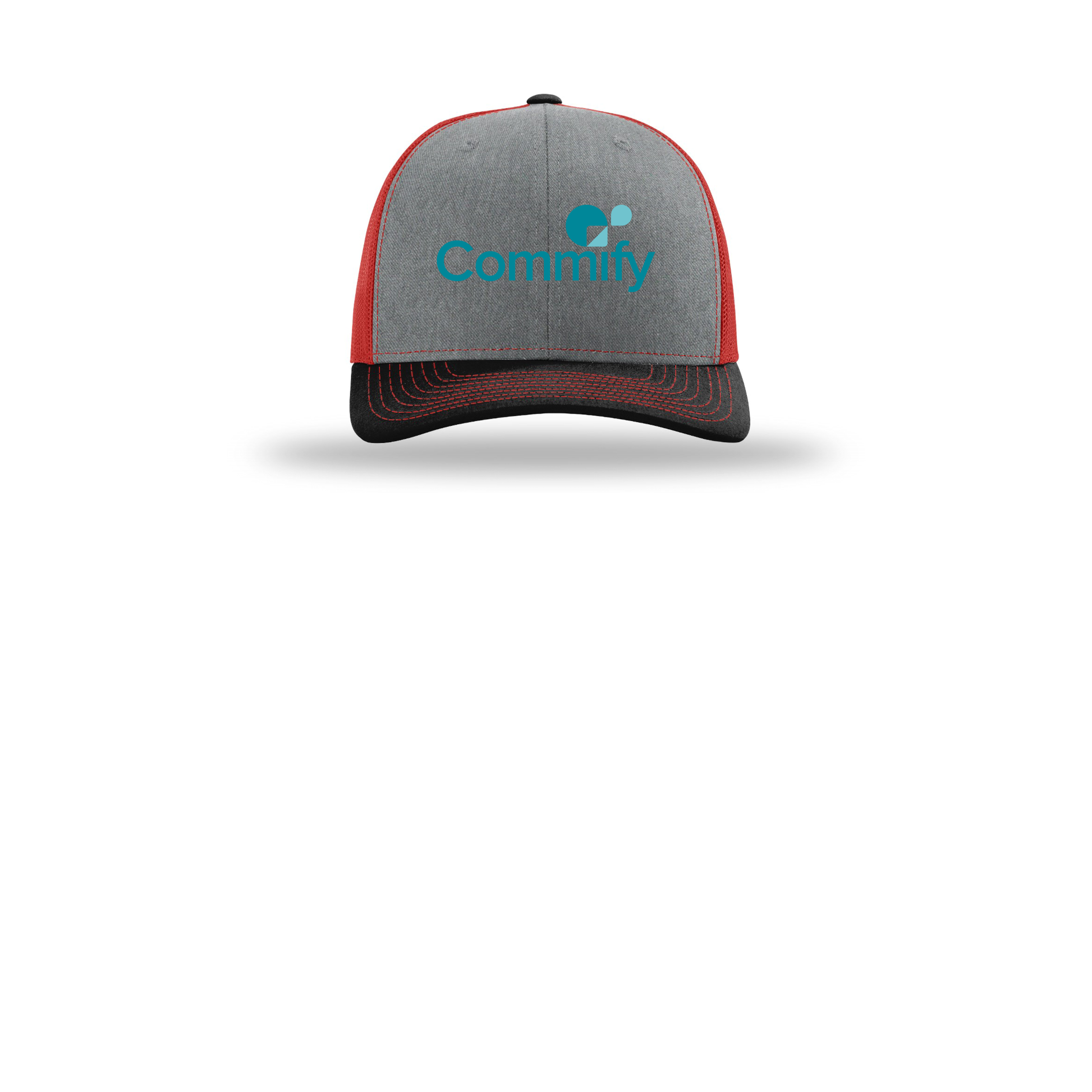 commify-richardson-trucker-cap-embroidery-capfront-R112-heathergreyredblack-flat-front
