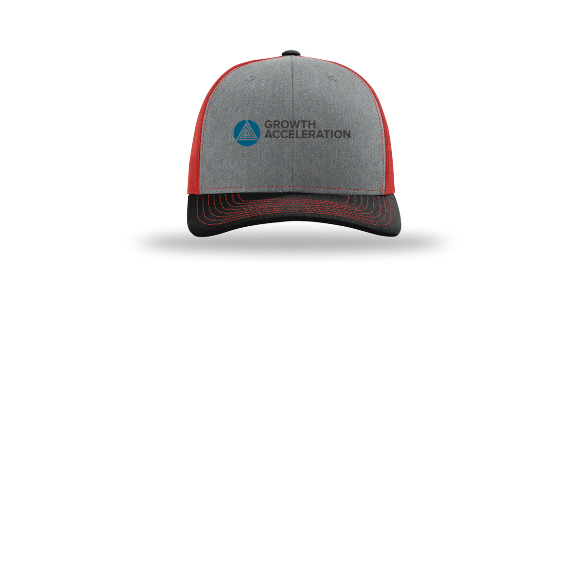 growthaccelerationpartners-richardson-trucker-cap-embroidery-capfront-R112-heathergreyredblack-flat-front