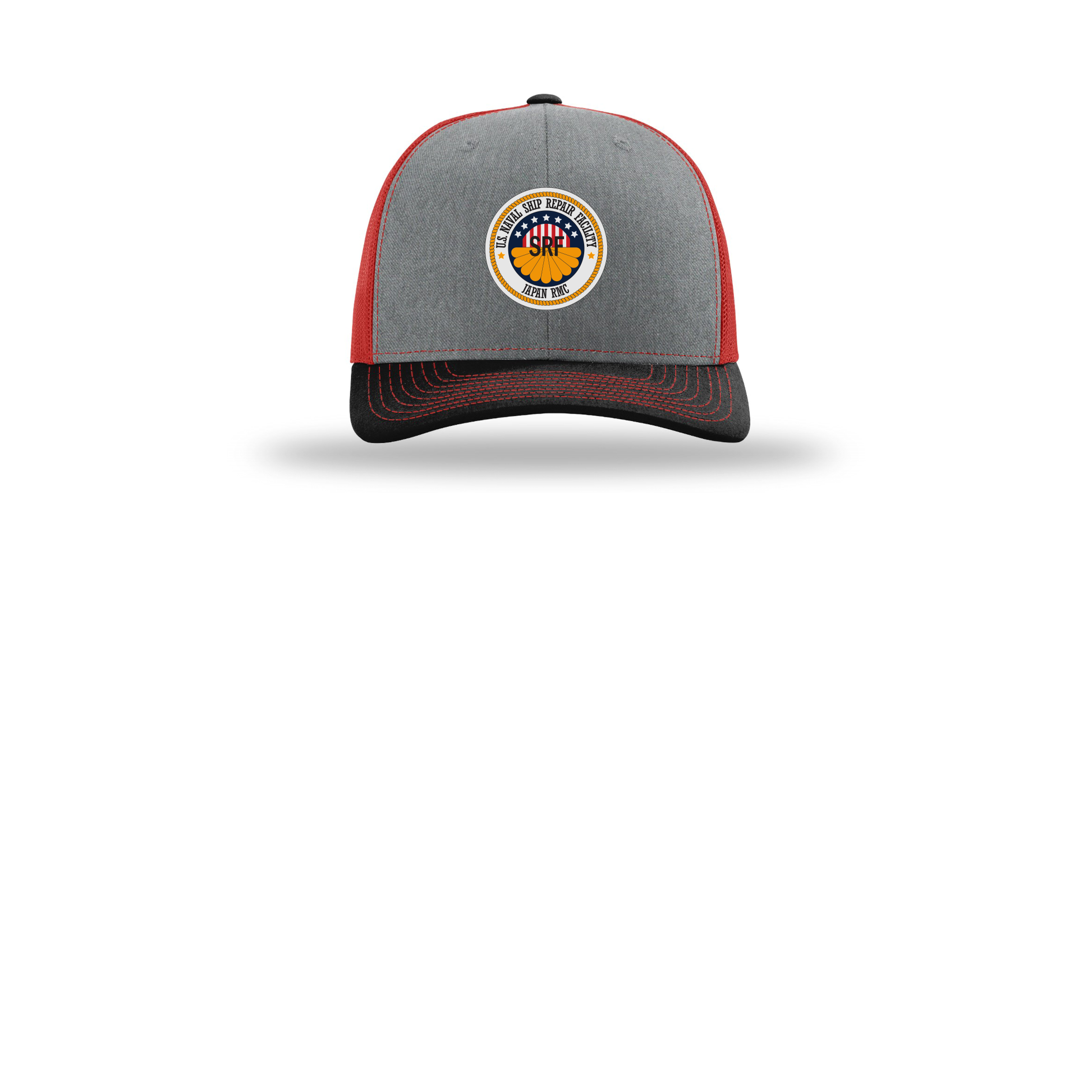 srf-jrmc-richardson-trucker-cap-embroidery-capfront-R112-heathergreyredblack-flat-front