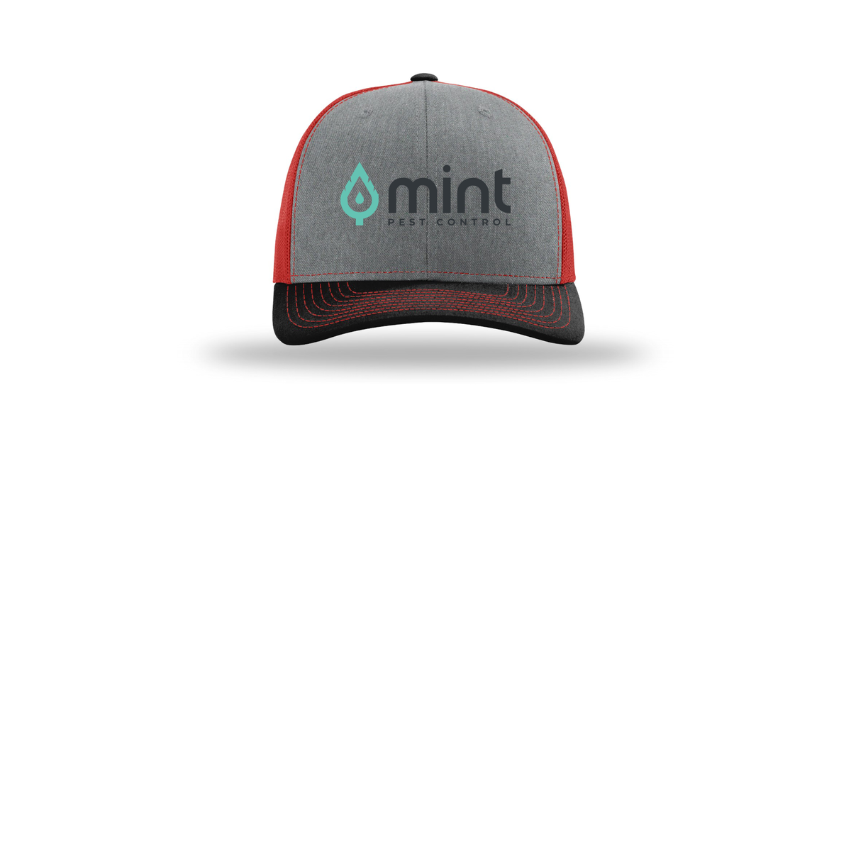 mintpest-richardson-trucker-cap-embroidery-capfront-R112-heathergreyredblack-flat-front