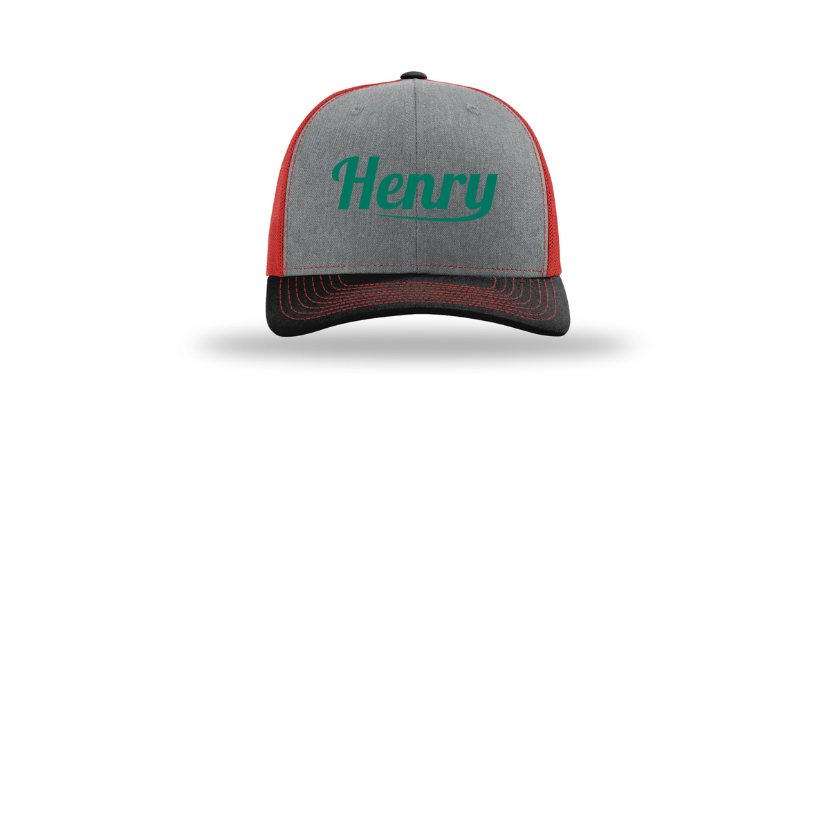 henrymeds-richardson-trucker-cap-embroidery-capfront-R112-heathergreyredblack-flat-front