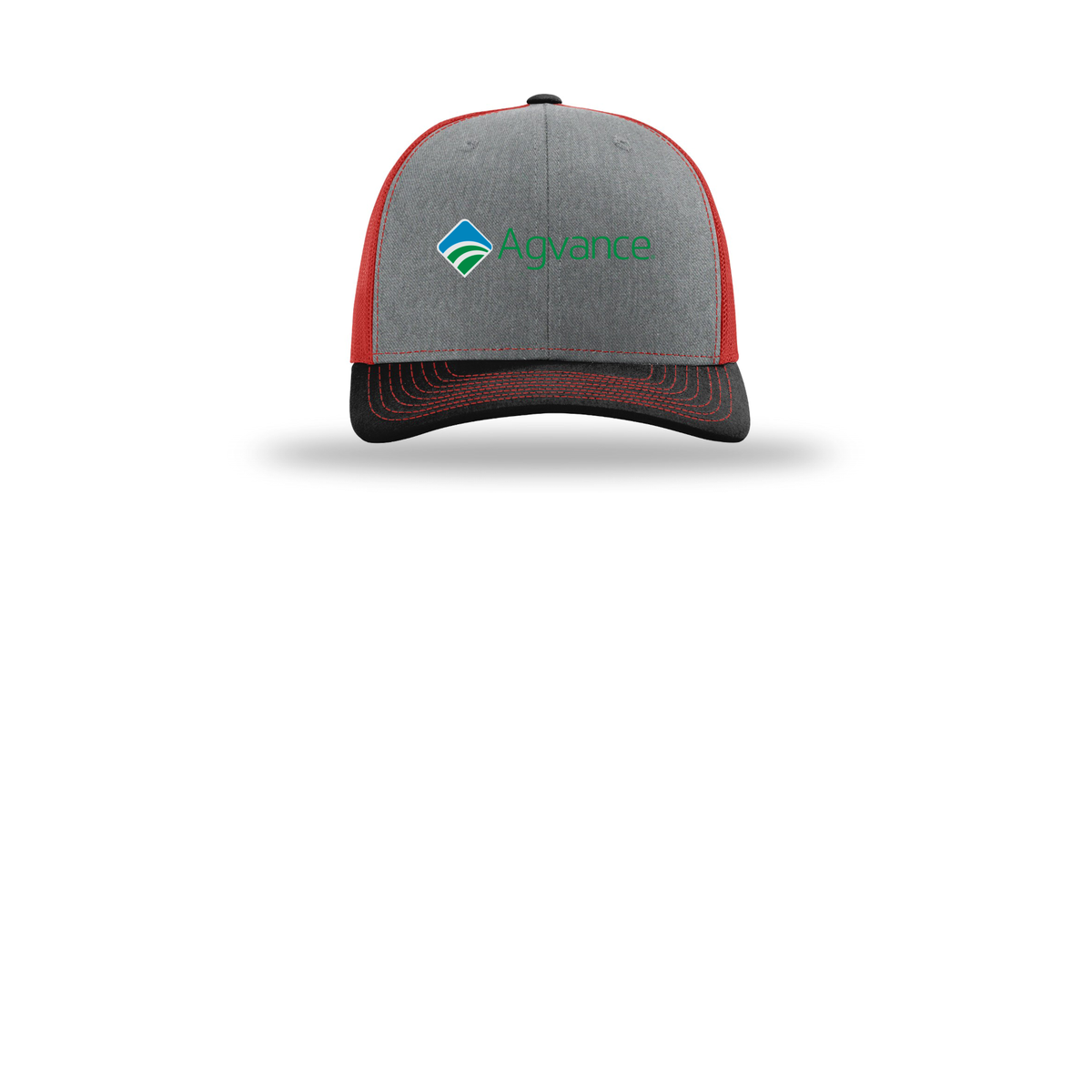 agvance-richardson-trucker-cap-embroidery-capfront-R112-heathergreyredblack-flat-front