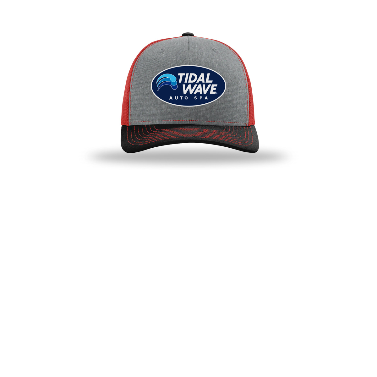 tidalwaveautospa-richardson-trucker-cap-embroidery-capfront-R112-heathergreyredblack-flat-front
