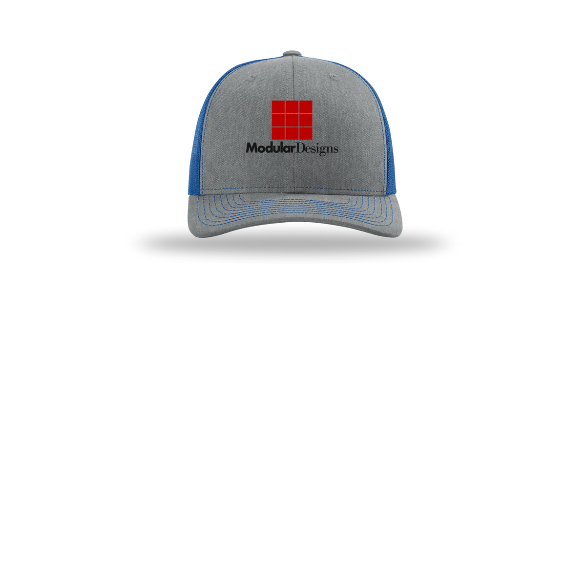 modulardesignsflooring-richardson-trucker-cap-embroidery-capfront-R112-heathergreyroyal-flat-front