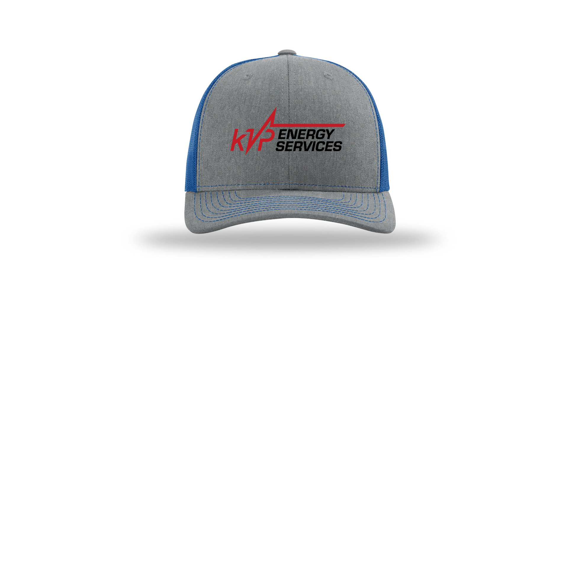 kvpenergy-richardson-trucker-cap-embroidery-capfront-R112-heathergreyroyal-flat-front