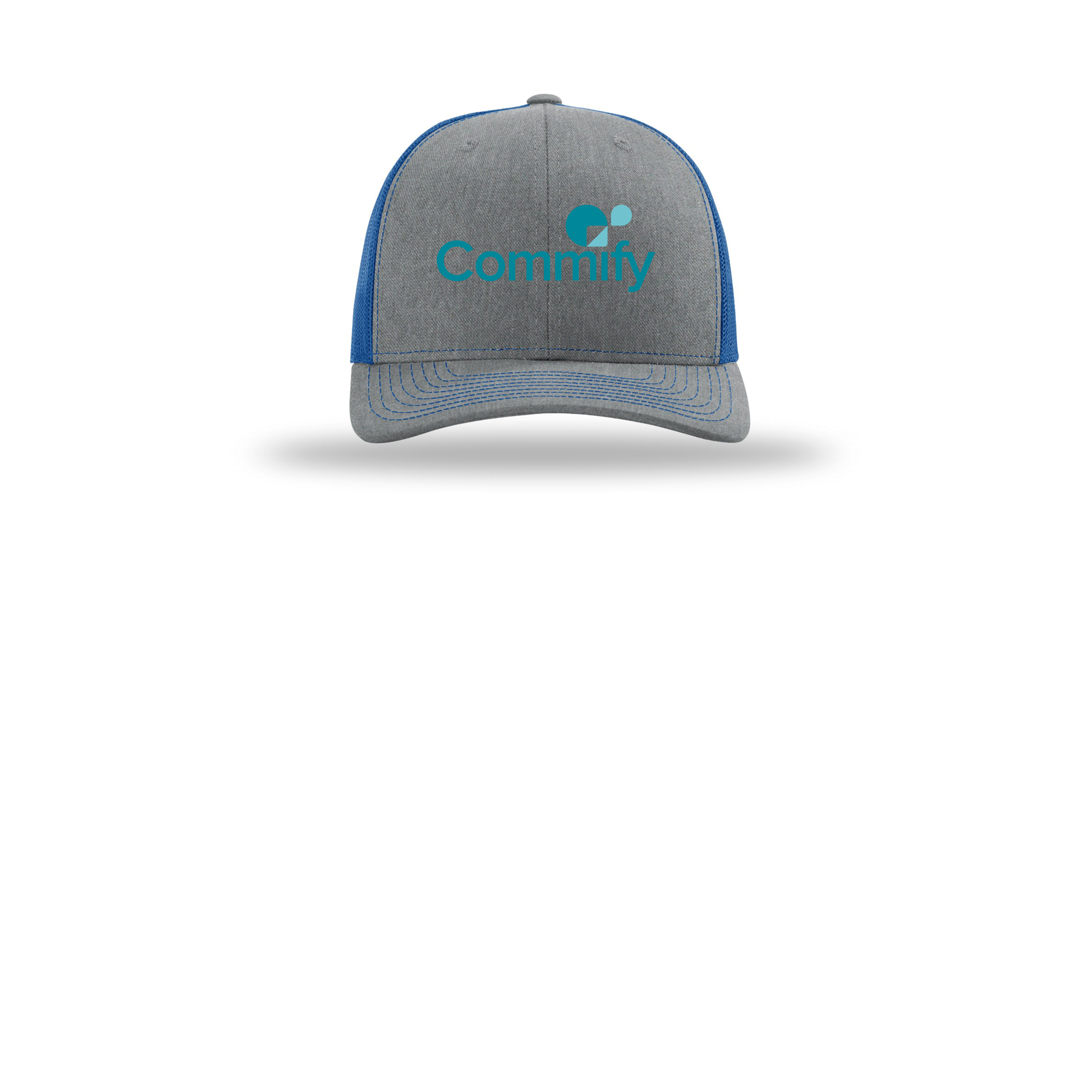 commify-richardson-trucker-cap-embroidery-capfront-R112-heathergreyroyal-flat-front