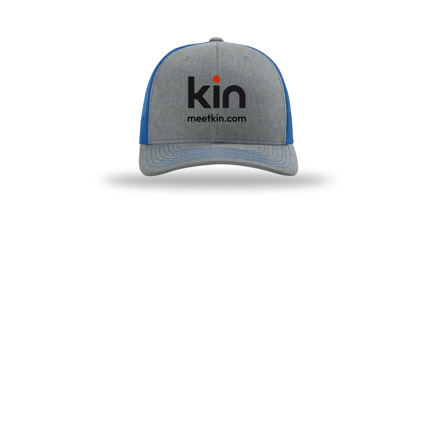 kin-richardson-trucker-cap-embroidery-capfront-R112-heathergreyroyal-flat-front