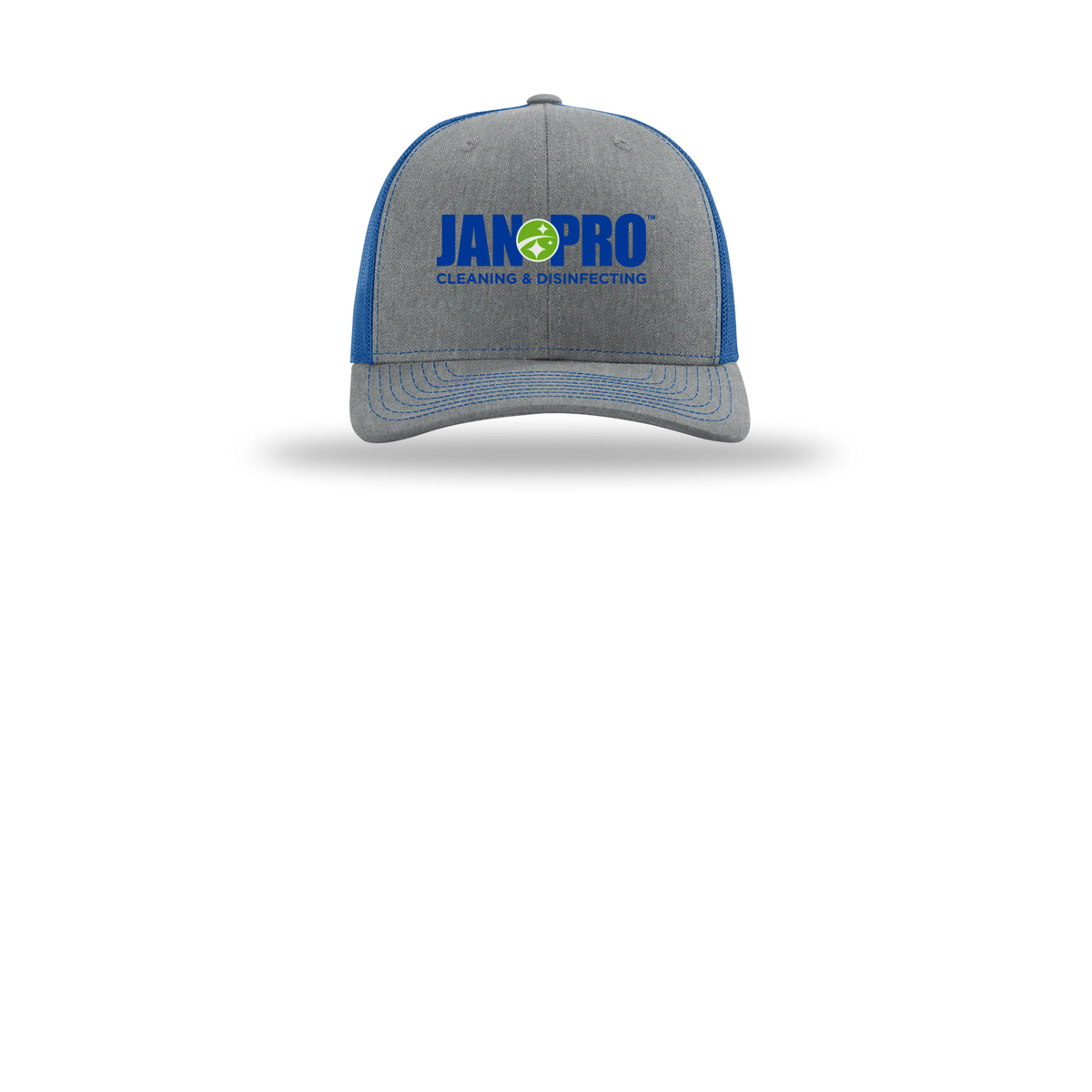 jan-pro-richardson-trucker-cap-embroidery-capfront-R112-heathergreyroyal-flat-front