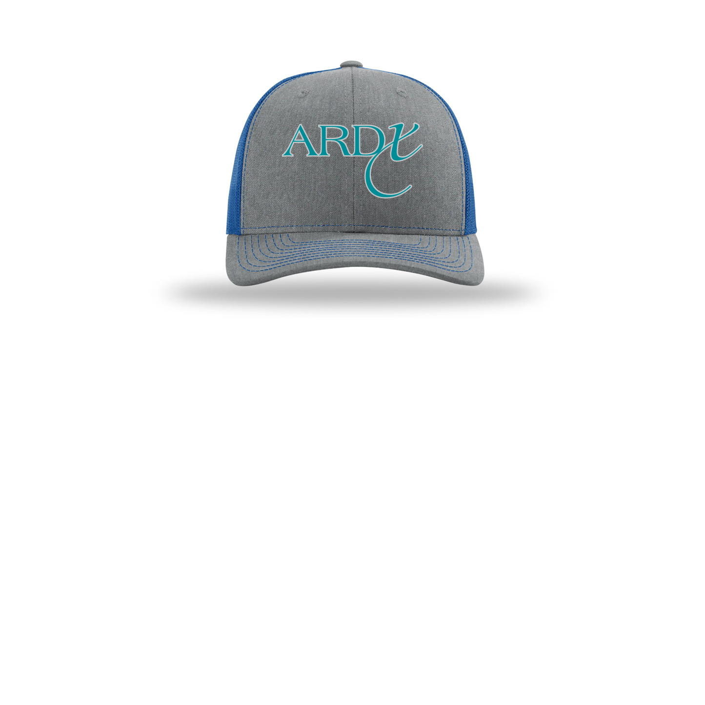 ardx-richardson-trucker-cap-embroidery-capfront-R112-heathergreyroyal-flat-front