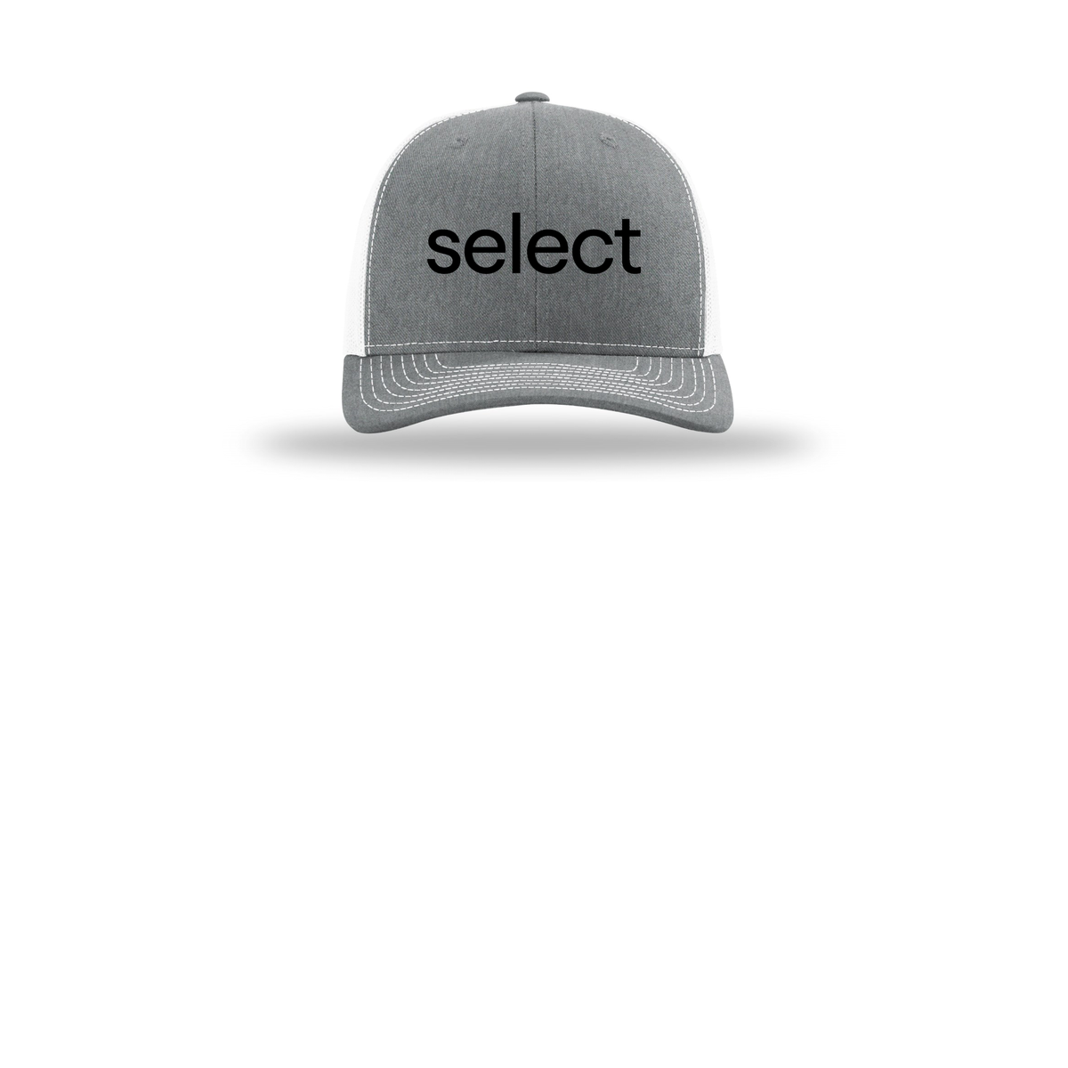 meetselect-richardson-trucker-cap-embroidery-capfront-R112-heathergreywhite-flat-front