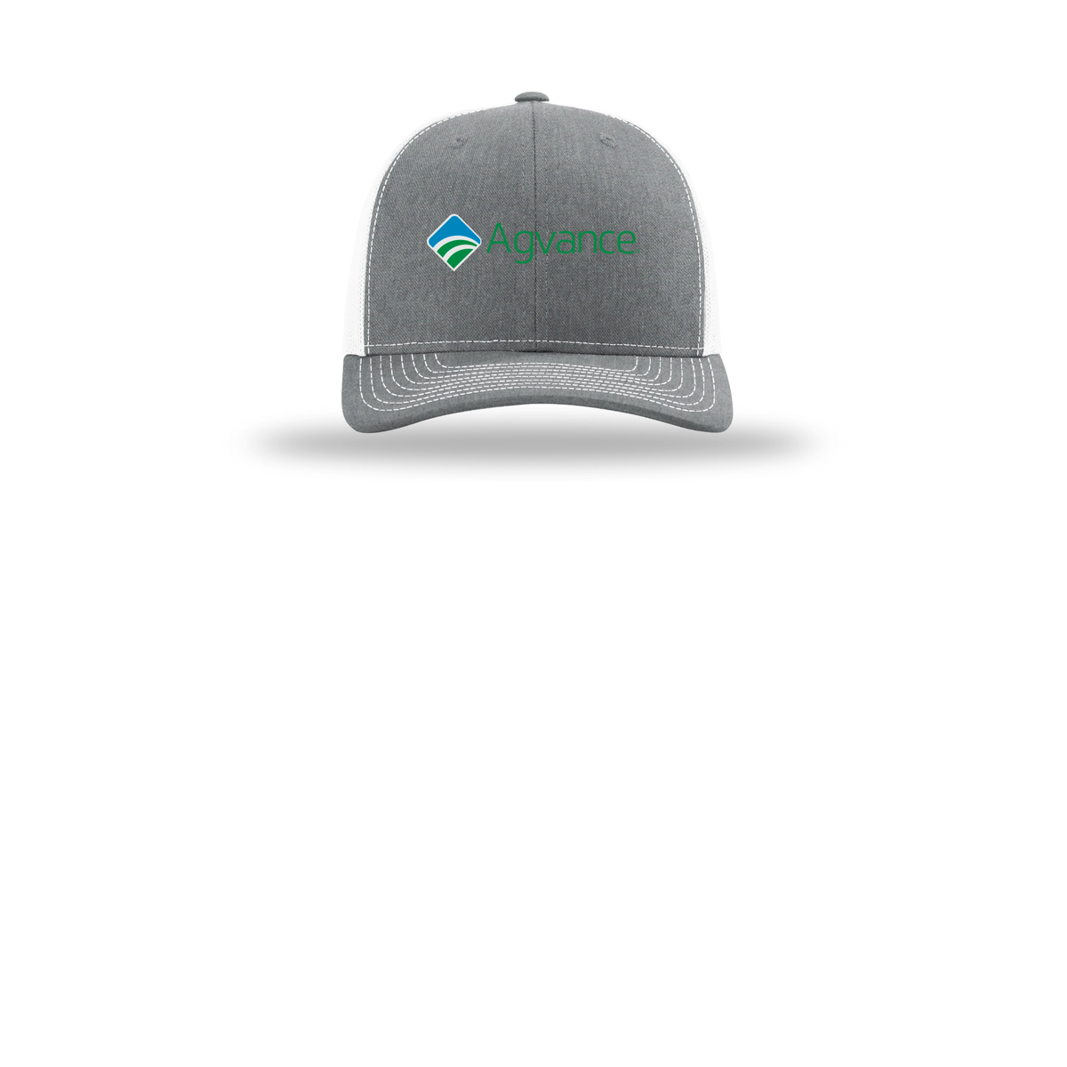 agvance-richardson-trucker-cap-embroidery-capfront-R112-heathergreywhite-flat-front