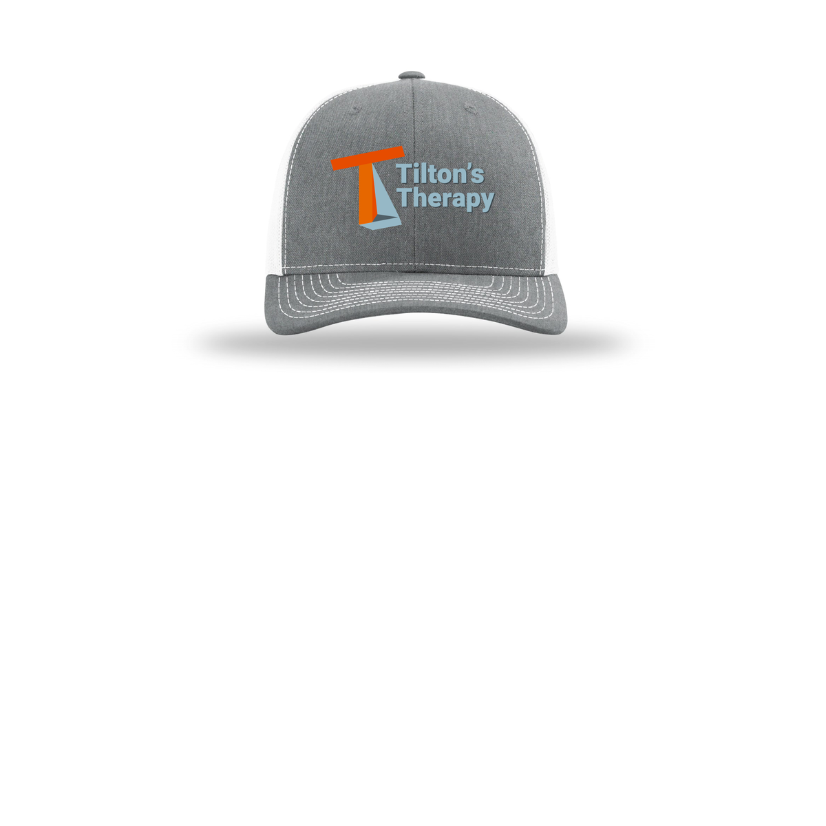 tiltonstherapy-richardson-trucker-cap-embroidery-capfront-R112-heathergreywhite-flat-front