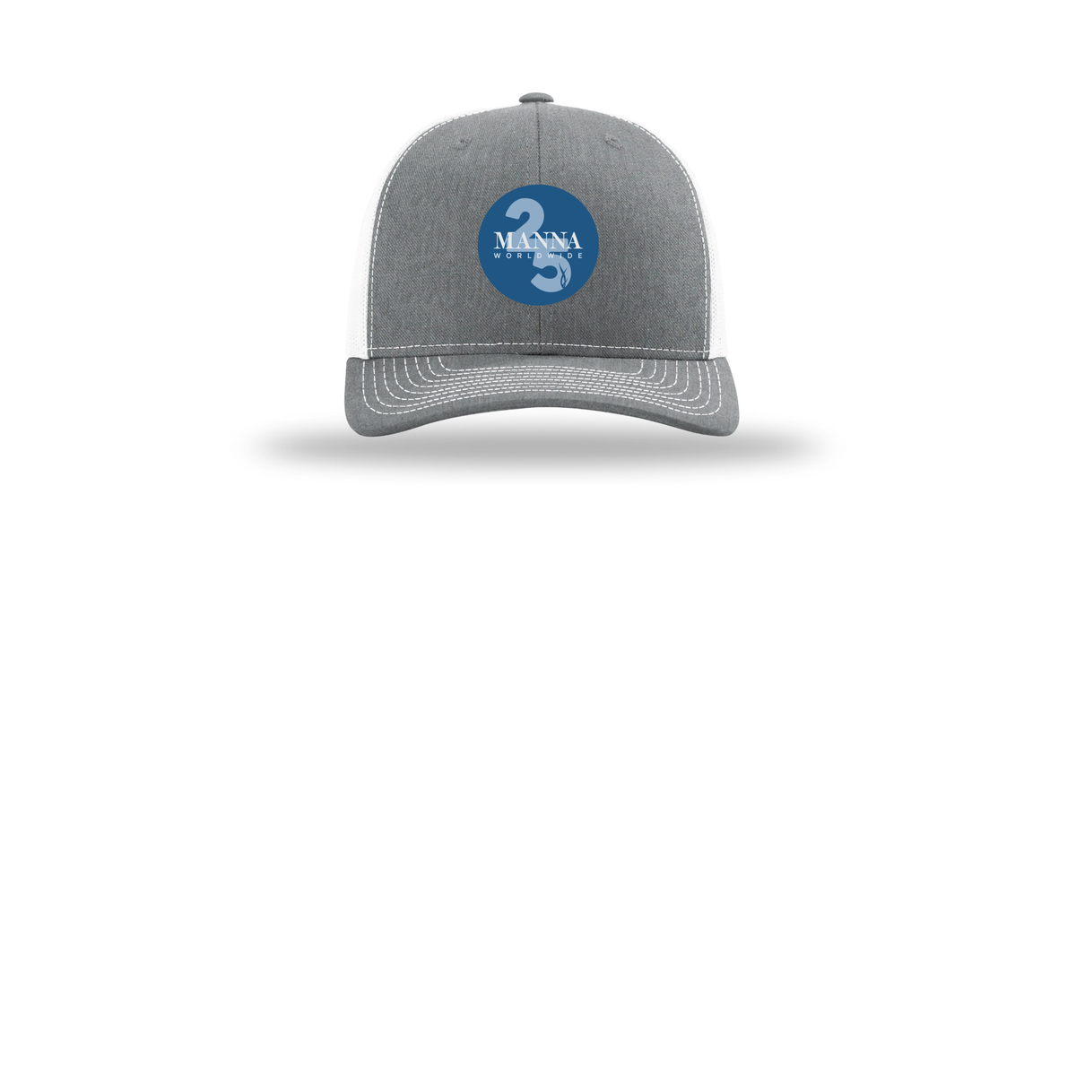 mannaworldwide-richardson-trucker-cap-embroidery-capfront-R112-heathergreywhite-flat-front