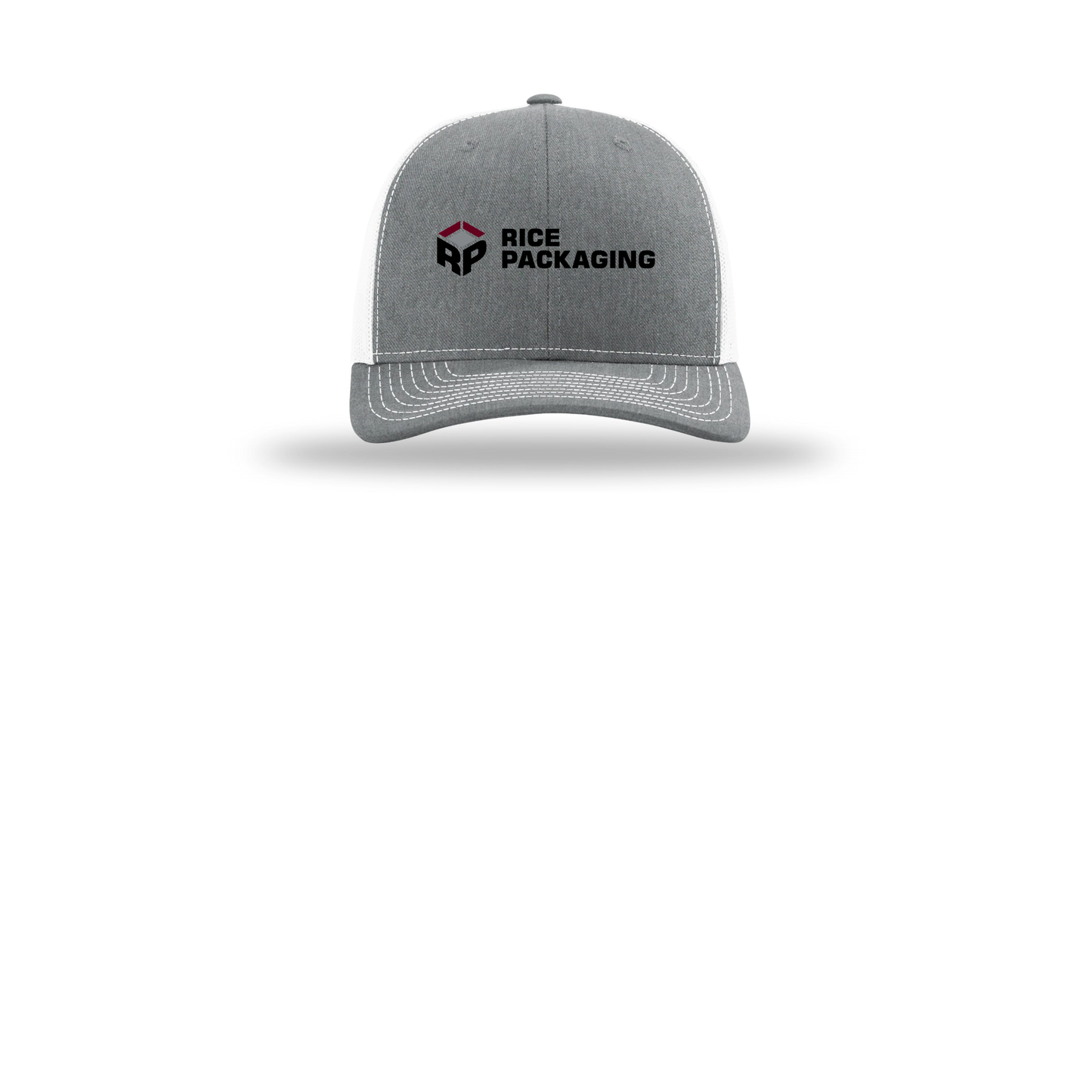 ricepackaging-richardson-trucker-cap-embroidery-capfront-R112-heathergreywhite-flat-front