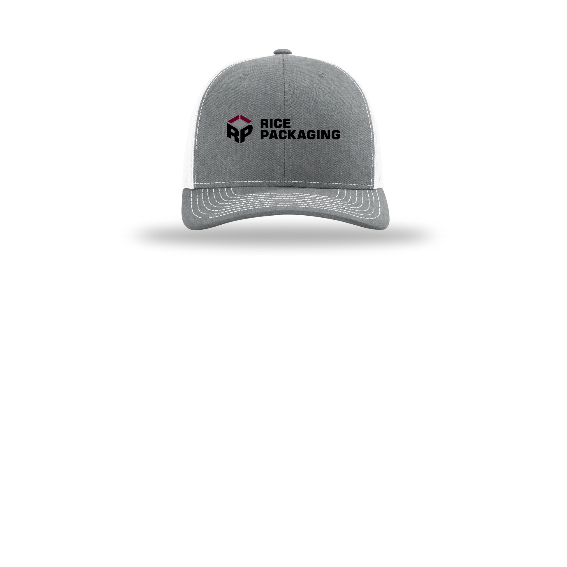 ricepackaging-richardson-trucker-cap-embroidery-capfront-R112-heathergreywhite-flat-front