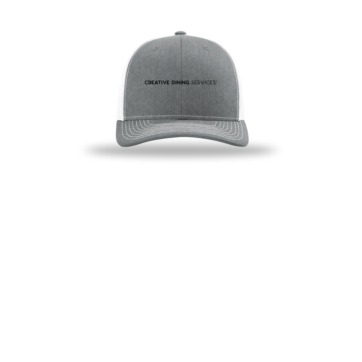 creativedining-richardson-trucker-cap-embroidery-capfront-R112-heathergreywhite-flat-front