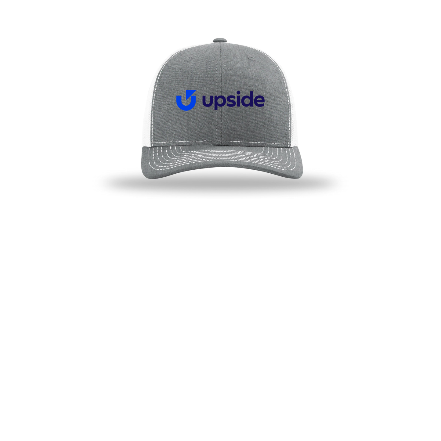 upside-richardson-trucker-cap-embroidery-capfront-R112-heathergreywhite-flat-front