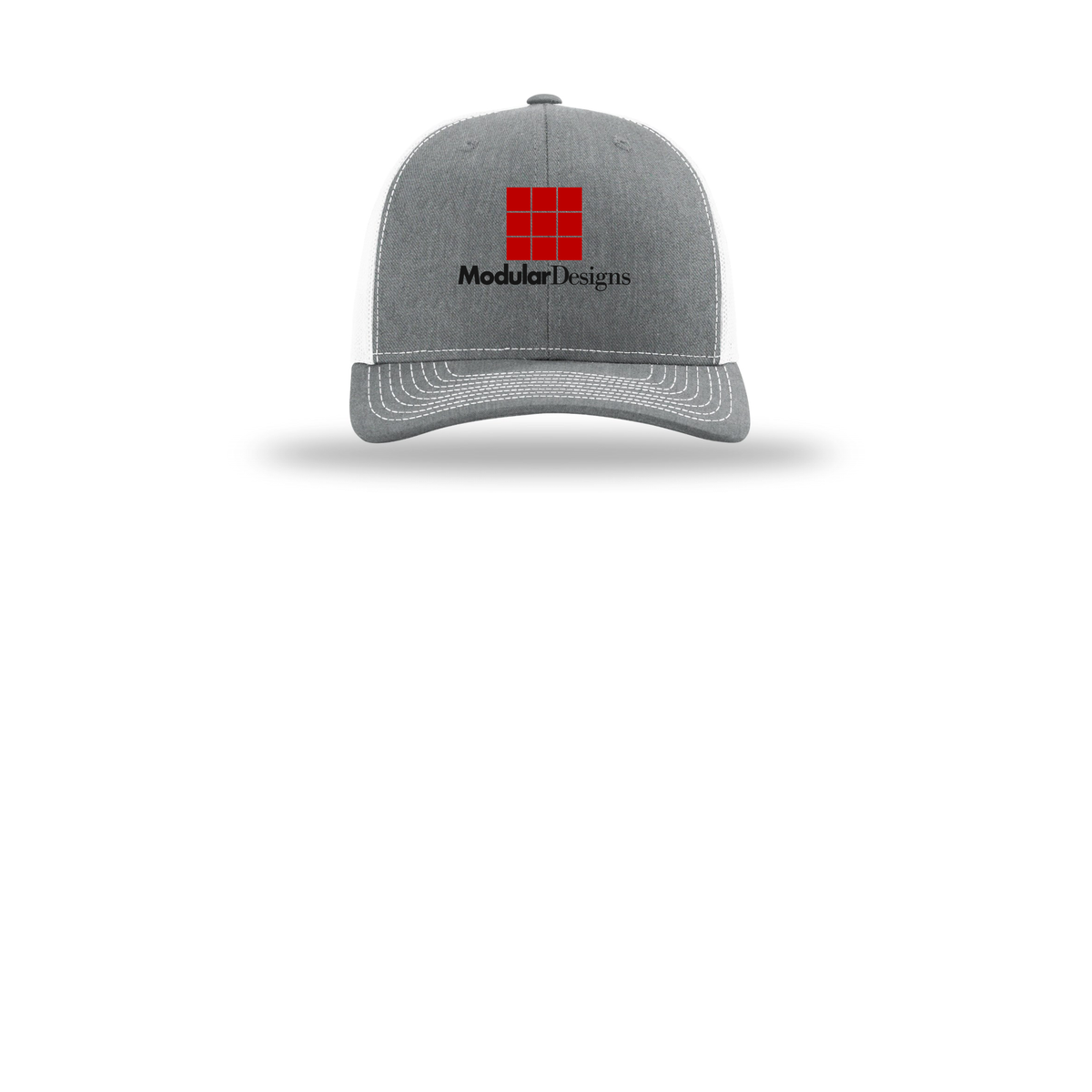 modulardesignsflooring-richardson-trucker-cap-embroidery-capfront-R112-heathergreywhite-flat-front