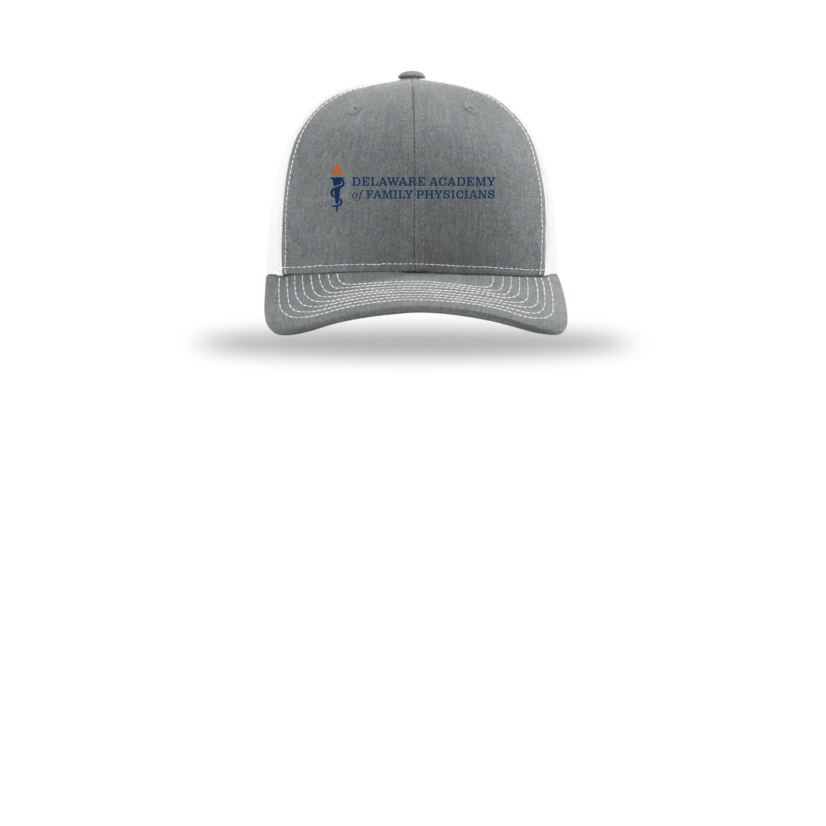 delfamdoc-richardson-trucker-cap-embroidery-capfront-R112-heathergreywhite-flat-front