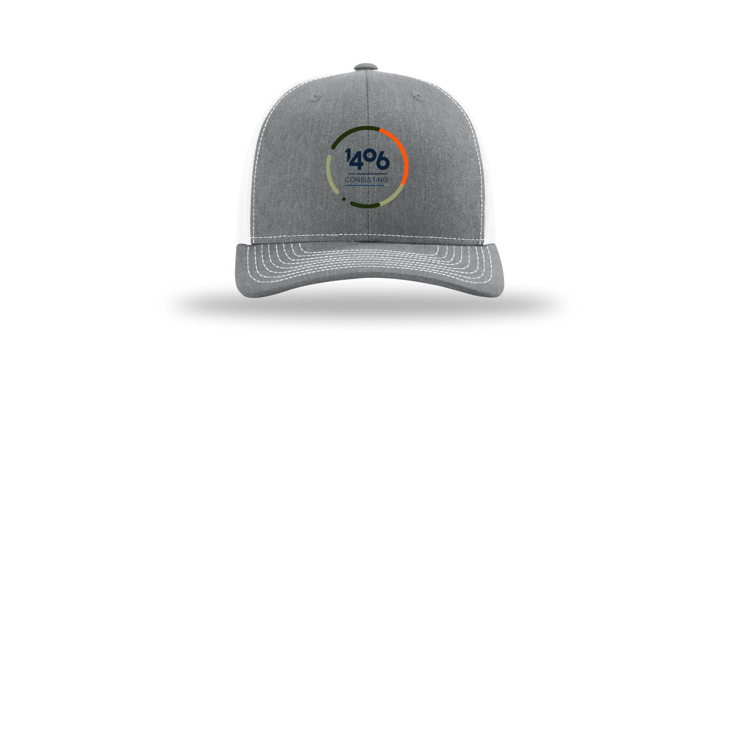 1406consulting-richardson-trucker-cap-embroidery-capfront-R112-heathergreywhite-flat-front