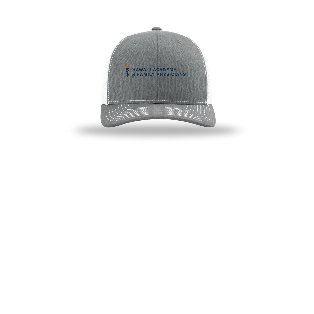 hafp-richardson-trucker-cap-embroidery-capfront-R112-heathergreywhite-flat-front
