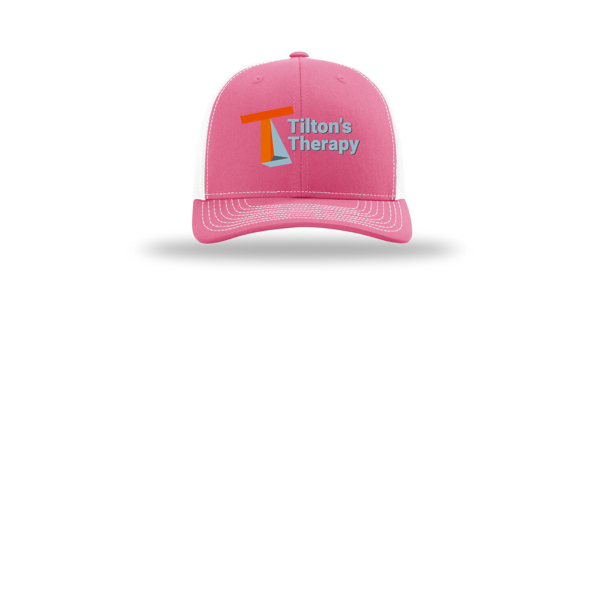 tiltonstherapy-richardson-trucker-cap-embroidery-capfront-R112-hotpinkwhite-flat-front